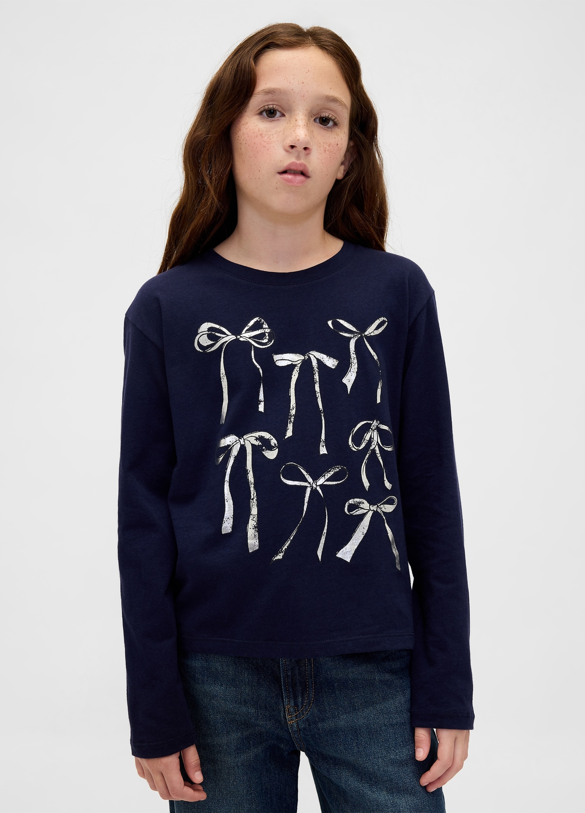 GAP KIDS, Maglietta A Maniche Lunghe In Cotone, Bambina, Blu, Taglia: XS