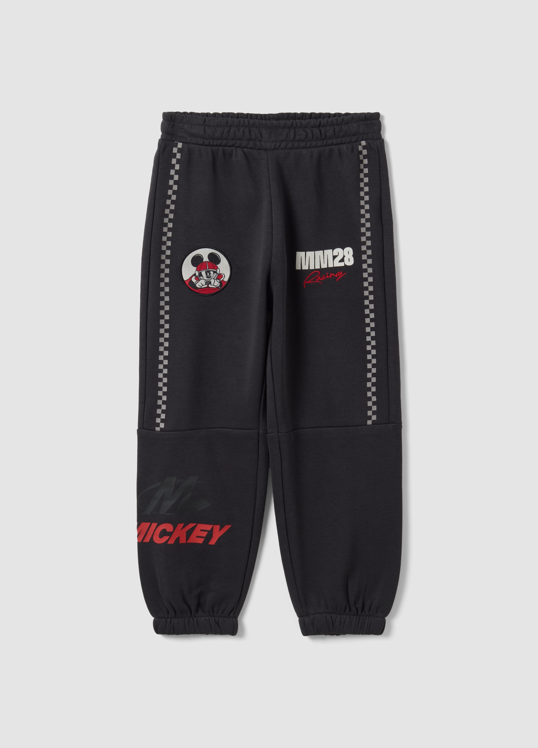 DISNEY, Pantaloni Jogger Neri In Misto Cotone Con Elastico E Stampa Mickey, Bambino, Nero, Taglia: 3-4