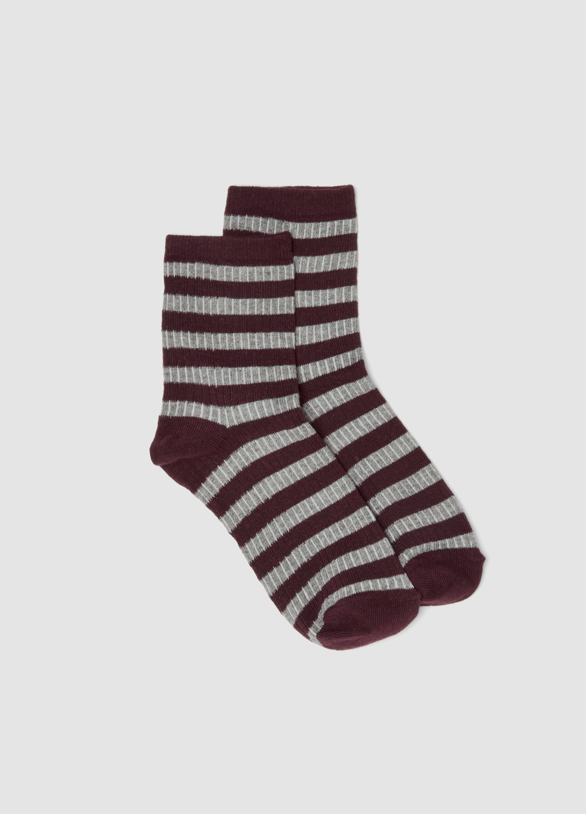B.ANGEL, Calzini Viola In Cotone Organico Elasticizzato A Righe, Donna, Rosso, Taglia: 36-38