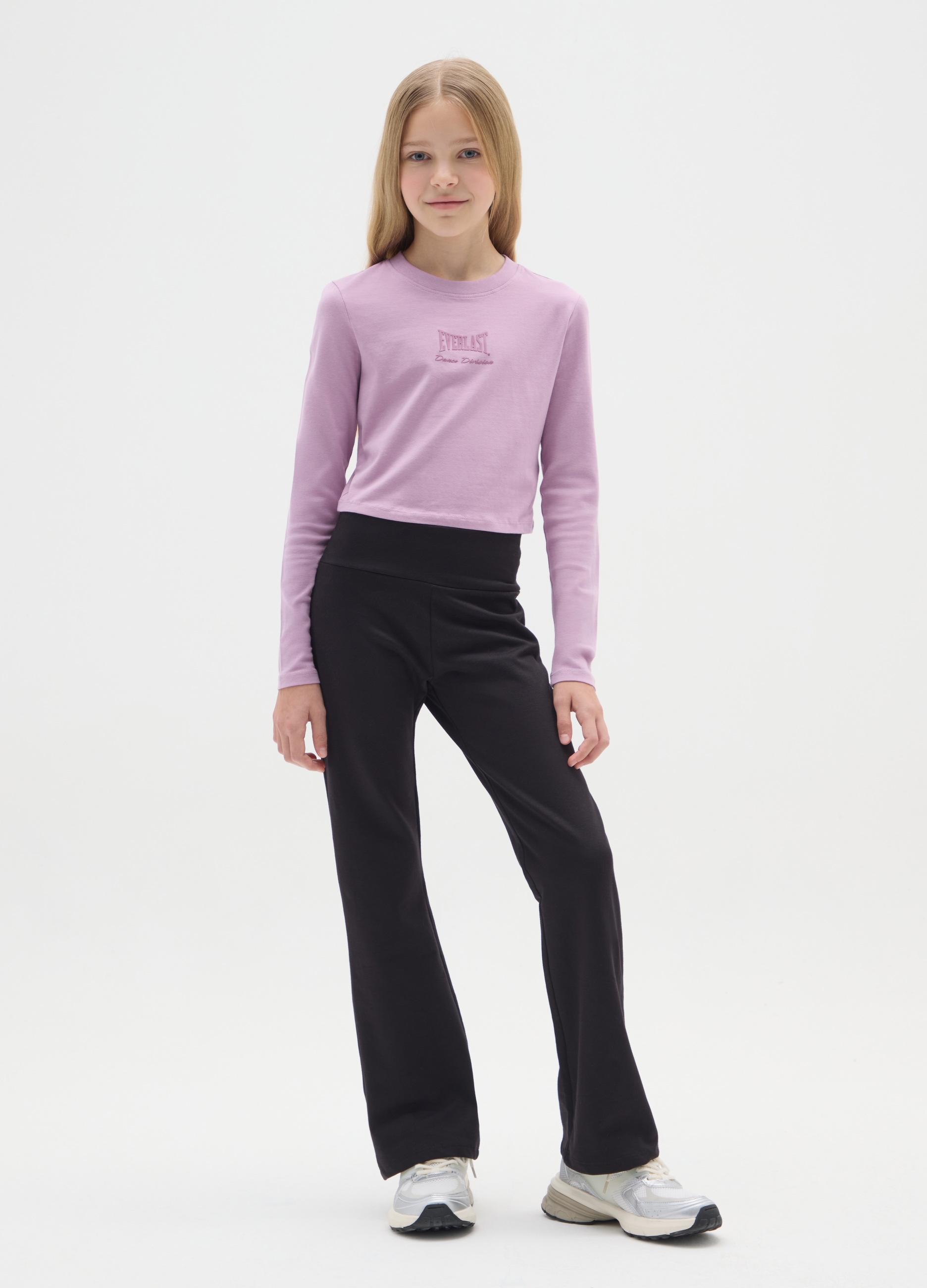 EVERLAST, Leggings Flare Neri Da Ragazze In Cotone Elasticizzato, Bambina, Nero, Taglia: 10-11