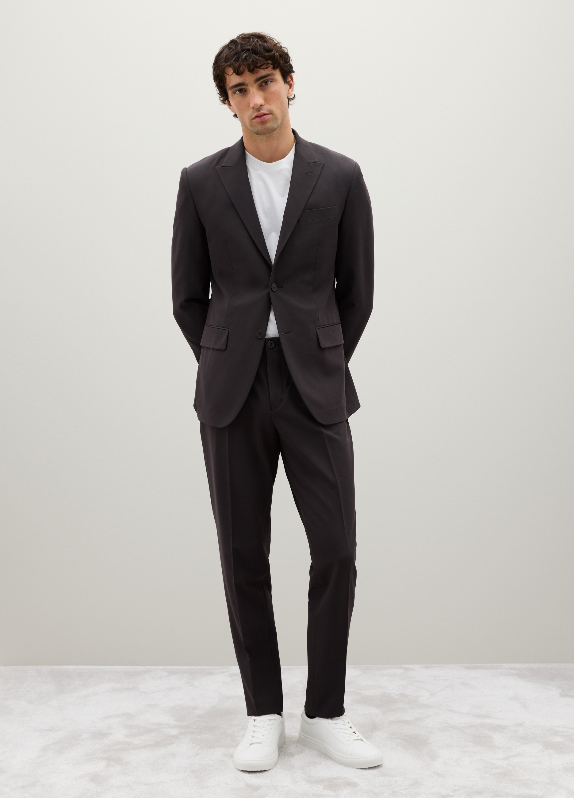 PIOMBO, Blazer Marrone Scuro In Misto Viscosa Slim Fit, Uomo, Marrone, Taglia: 48