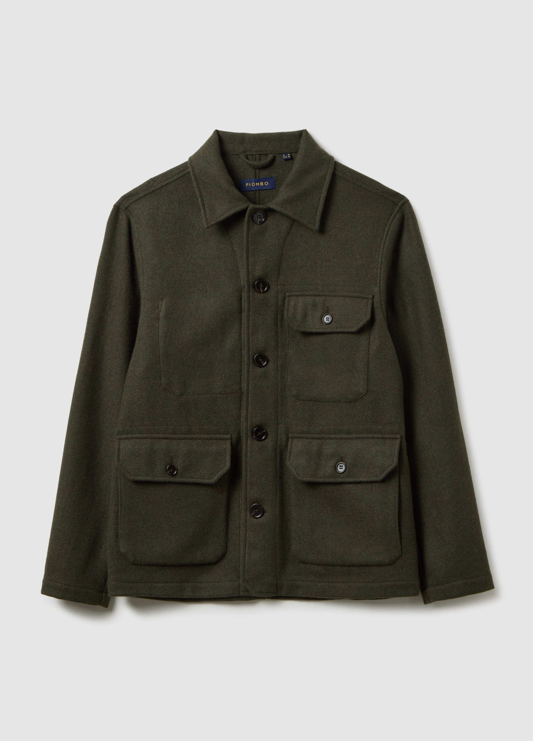 Giacca In Misto Lana Verde Regular Fit, Hombre, Verde claro, Talla: XL