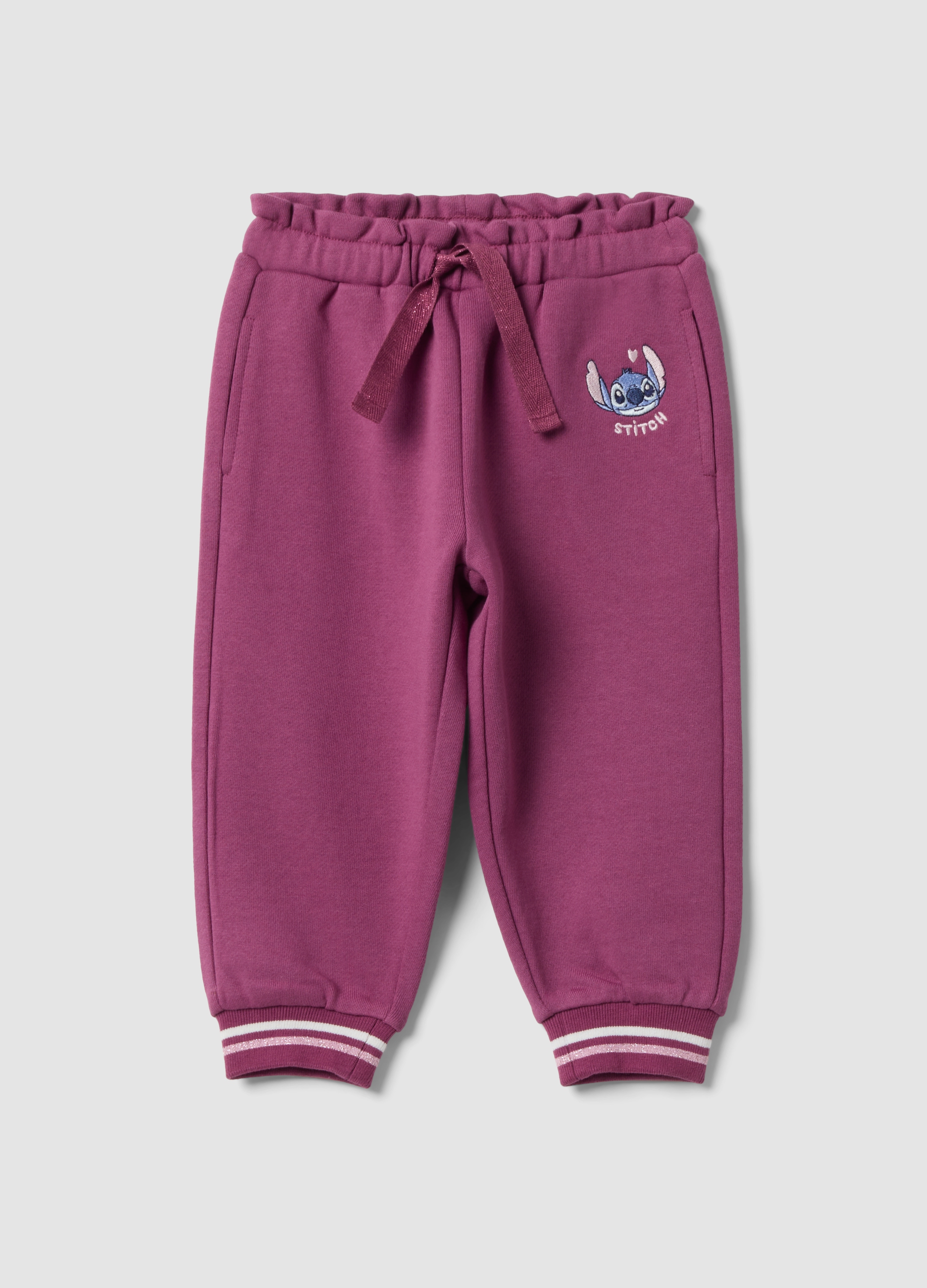 FAGOTTINO, Pantaloni Jogger Viola In Puro Cotone Con Ricamo Lilo & Stitch Per Bimba, Bambina, Viola, Taglia: 12-18