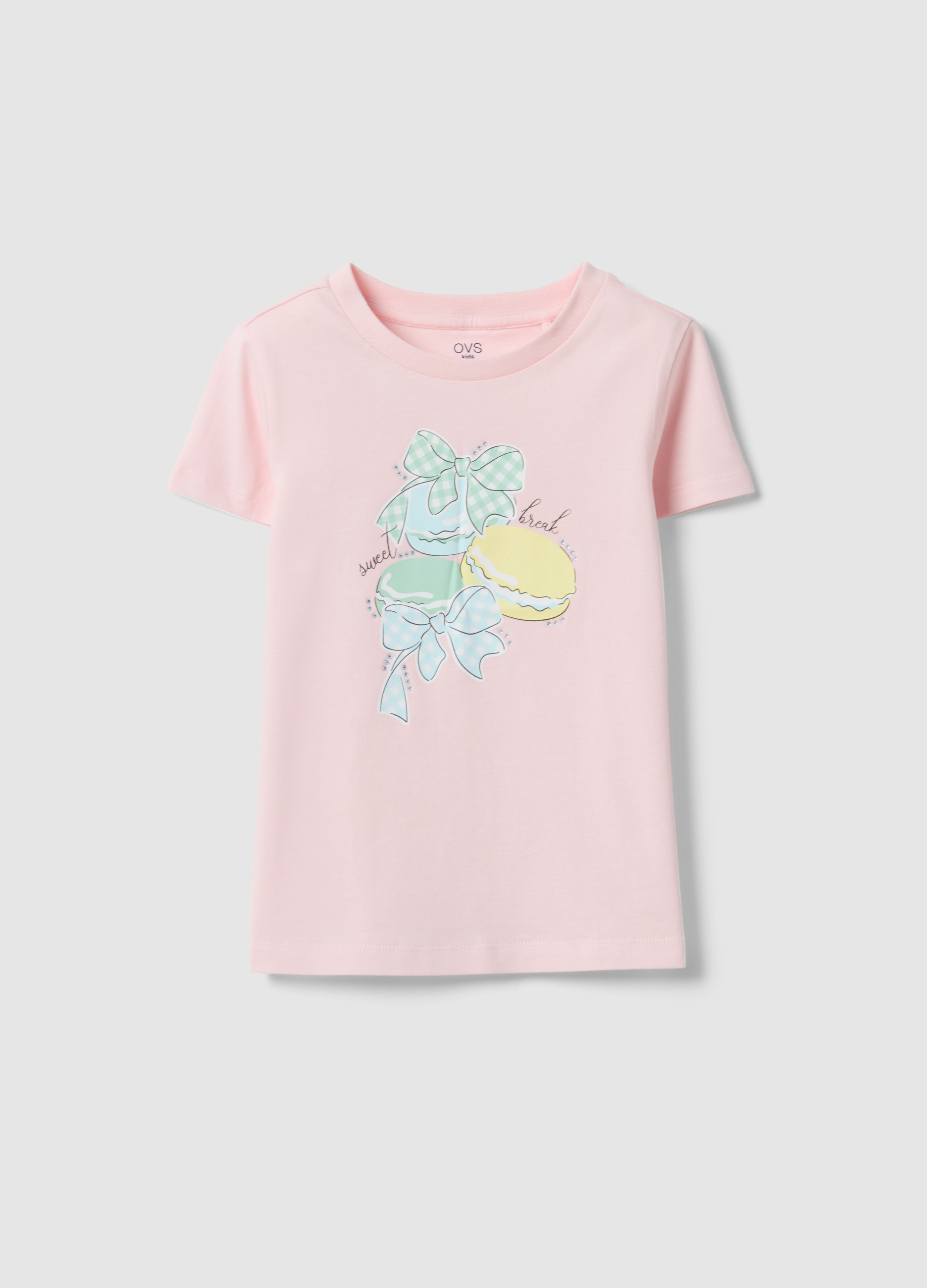 OVS KIDS, Camiseta Rosa De Algodón Puro Ajuste Regular Con Estampado Para Niña, Niña, Rosa pastel, Talla: 4-5