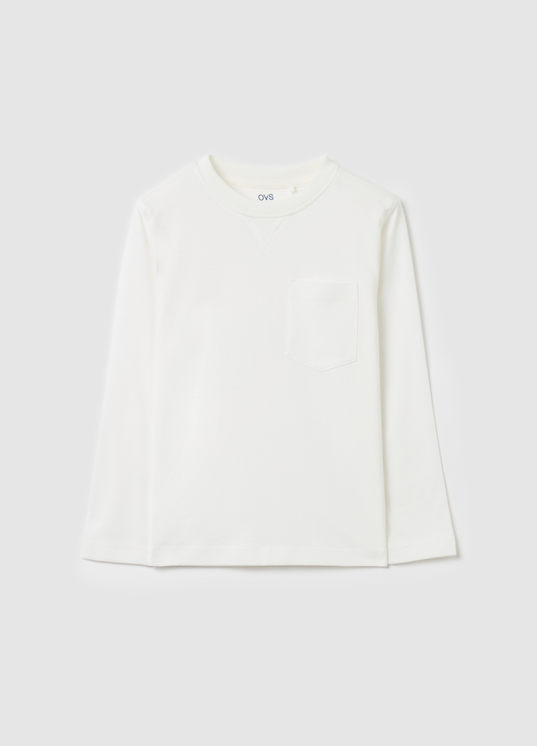 OVS KIDS, T-shirt Maniche Lunghe In Cotone Bio, Bambino, Bianco, Taglia: 3-4