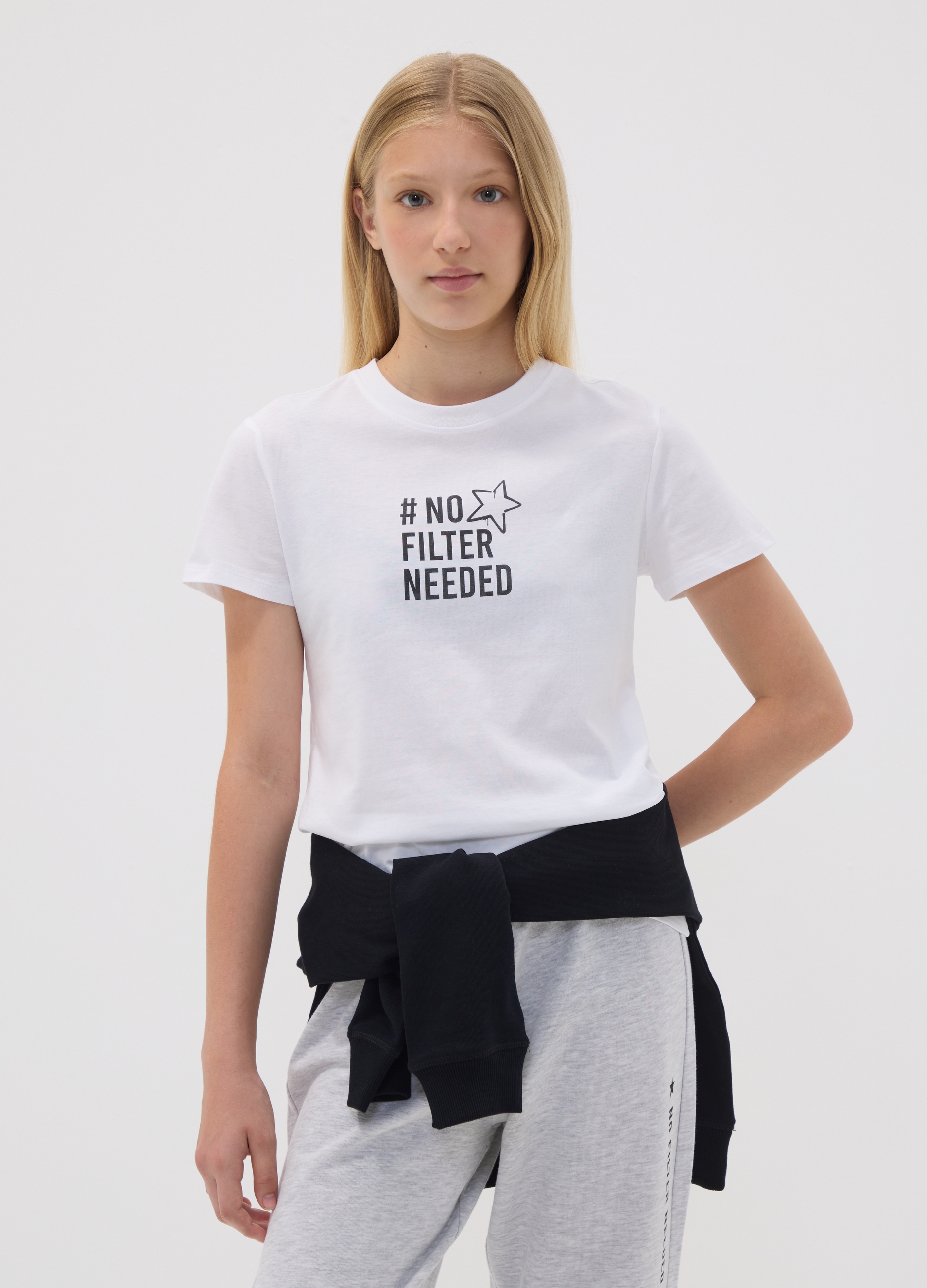 OVS KIDS, T-shirt Bianca In Puro Cotone Organico Con Grafica Per Ragazza, Bambina, Bianco, Taglia: 11-12