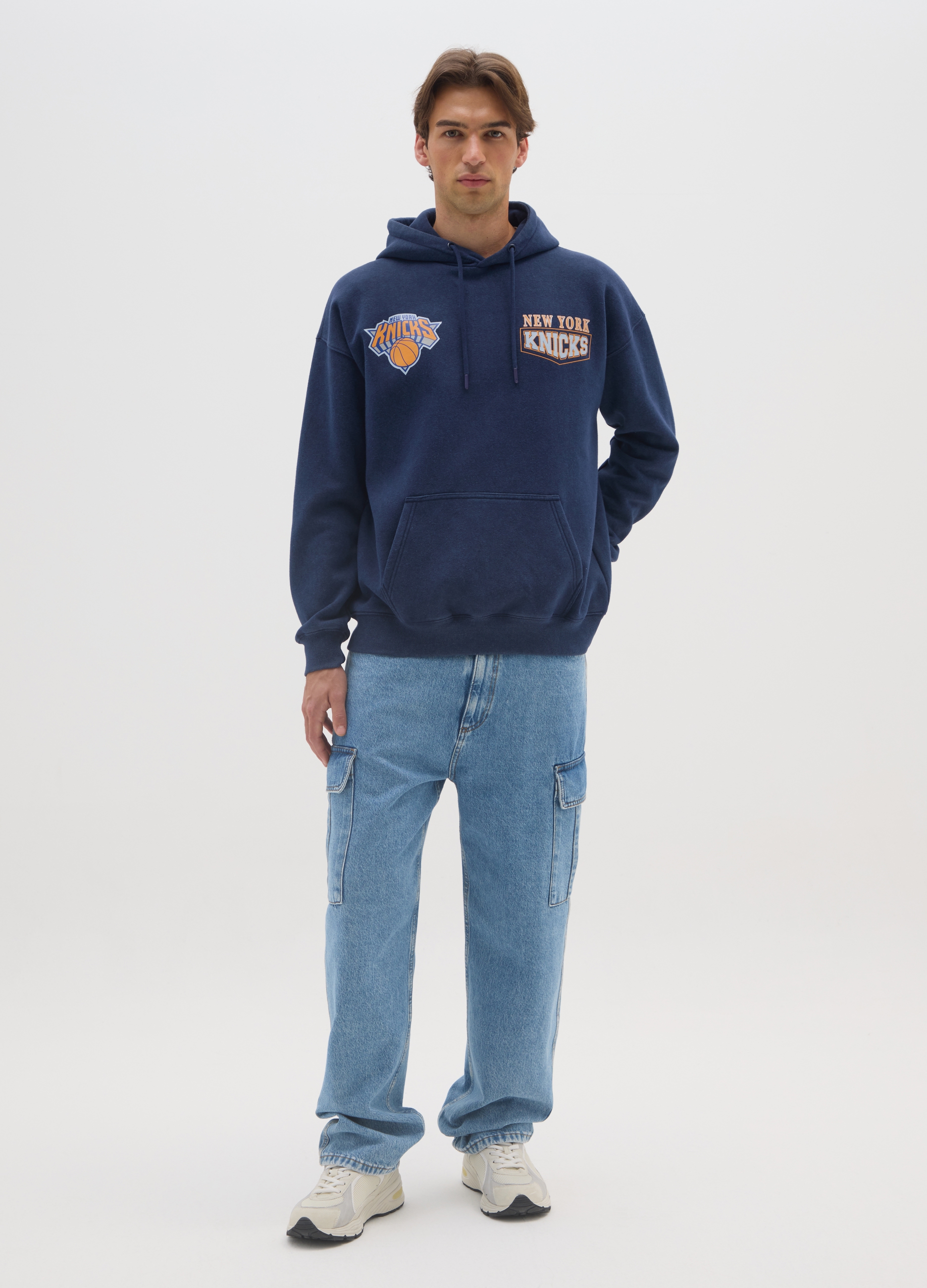 NBA, Felpa In Misto Cotone Blu New York Knicks, Uomo, Blu, Taglia: M