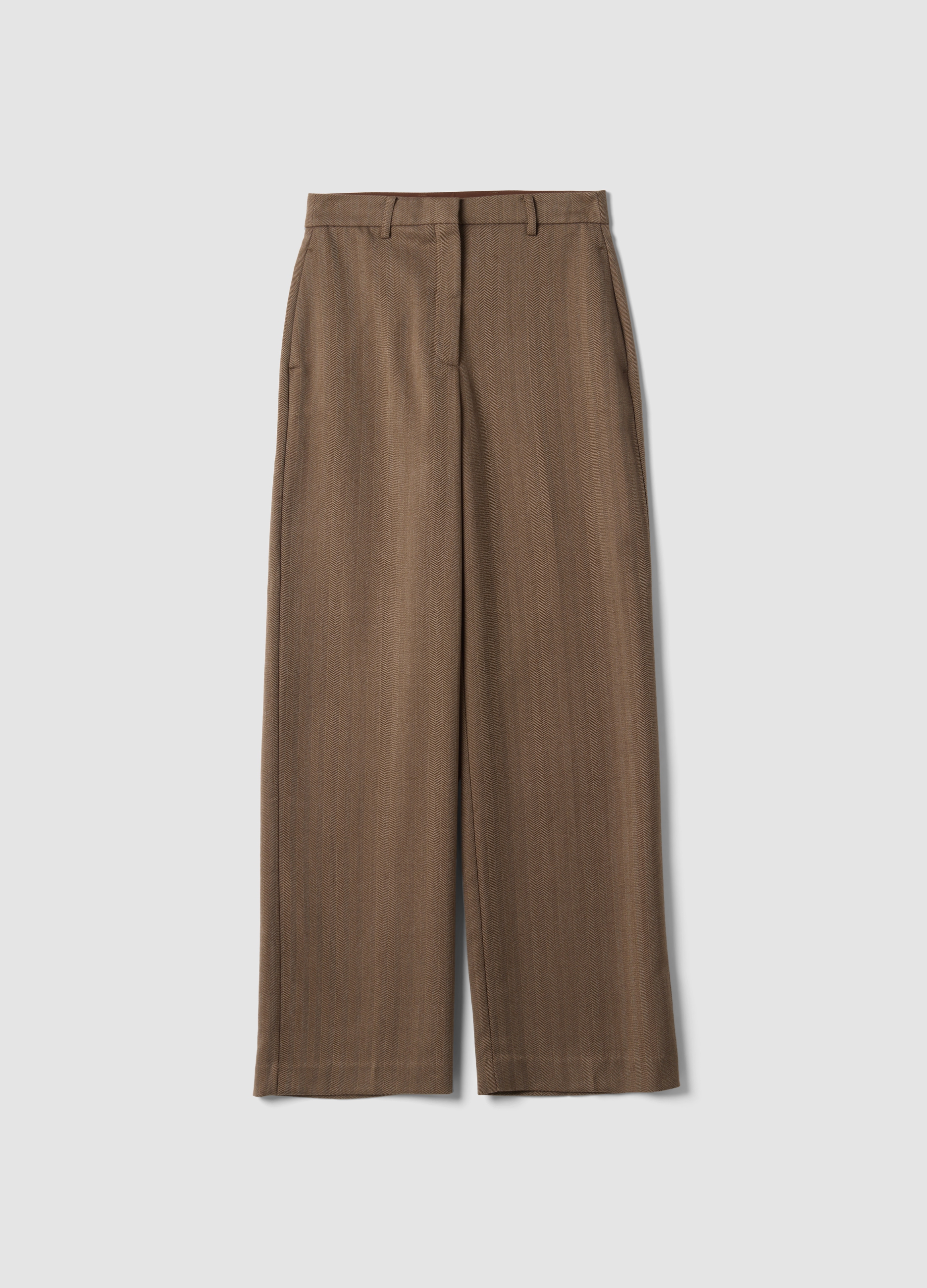 Piombo Contemporary, Pantaloni Formali Marroni In Viscosa Elasticizzata Regular Fit, Donna, Marrone, Taglia: 42