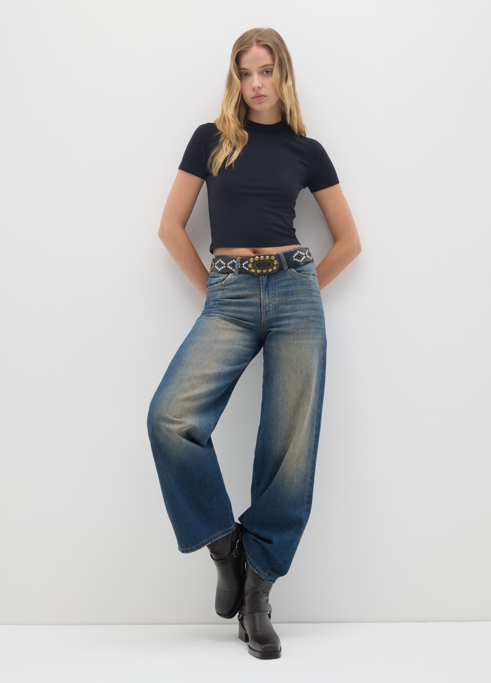 OVS, Jeans Baggy De Algodón Puro Denim, Mujer, Azul oscuro, Talla: 36