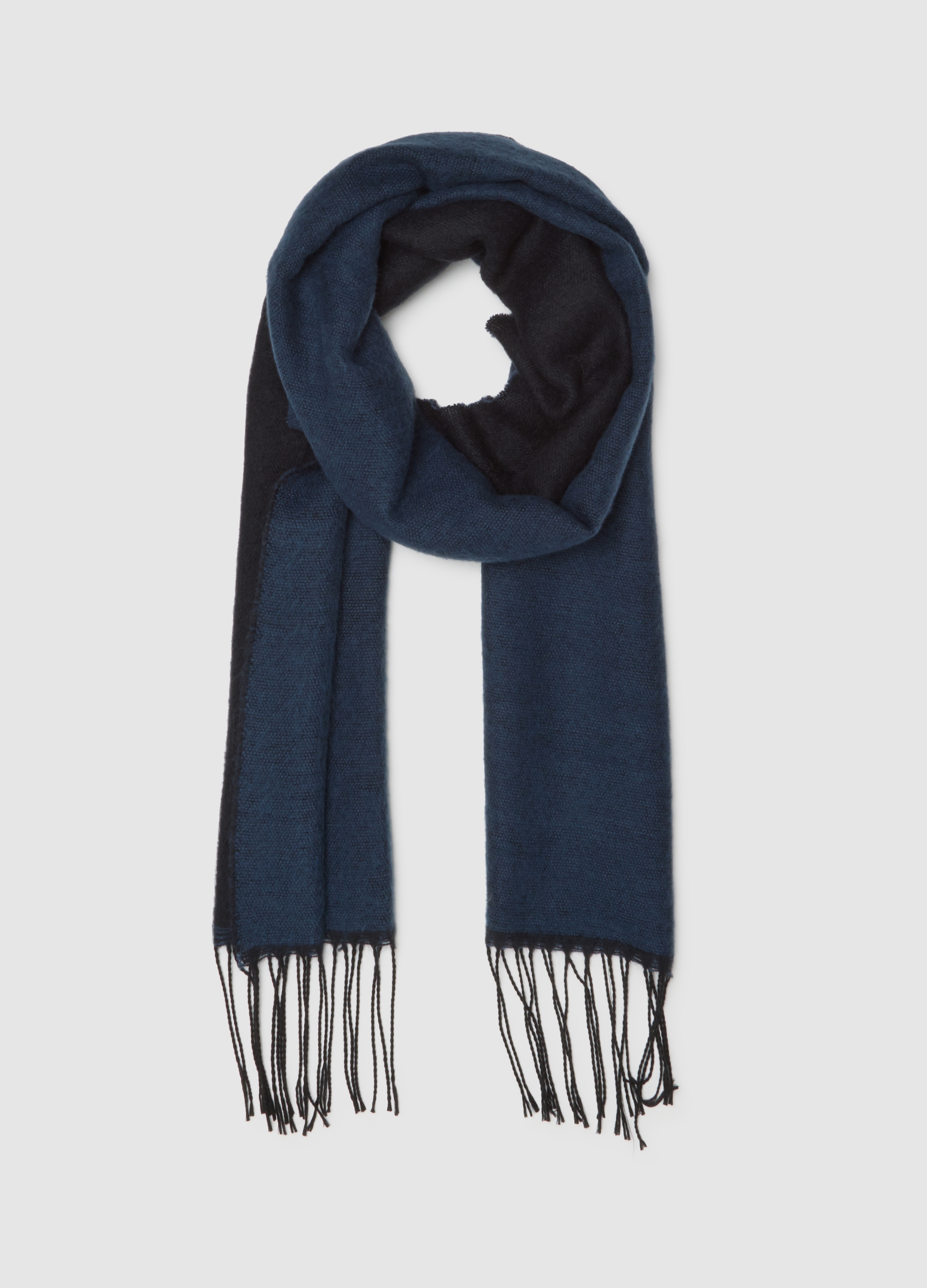 Bufanda Multicolor Con Flecos, Hombre, Azul/Negro, Talla: FASUL