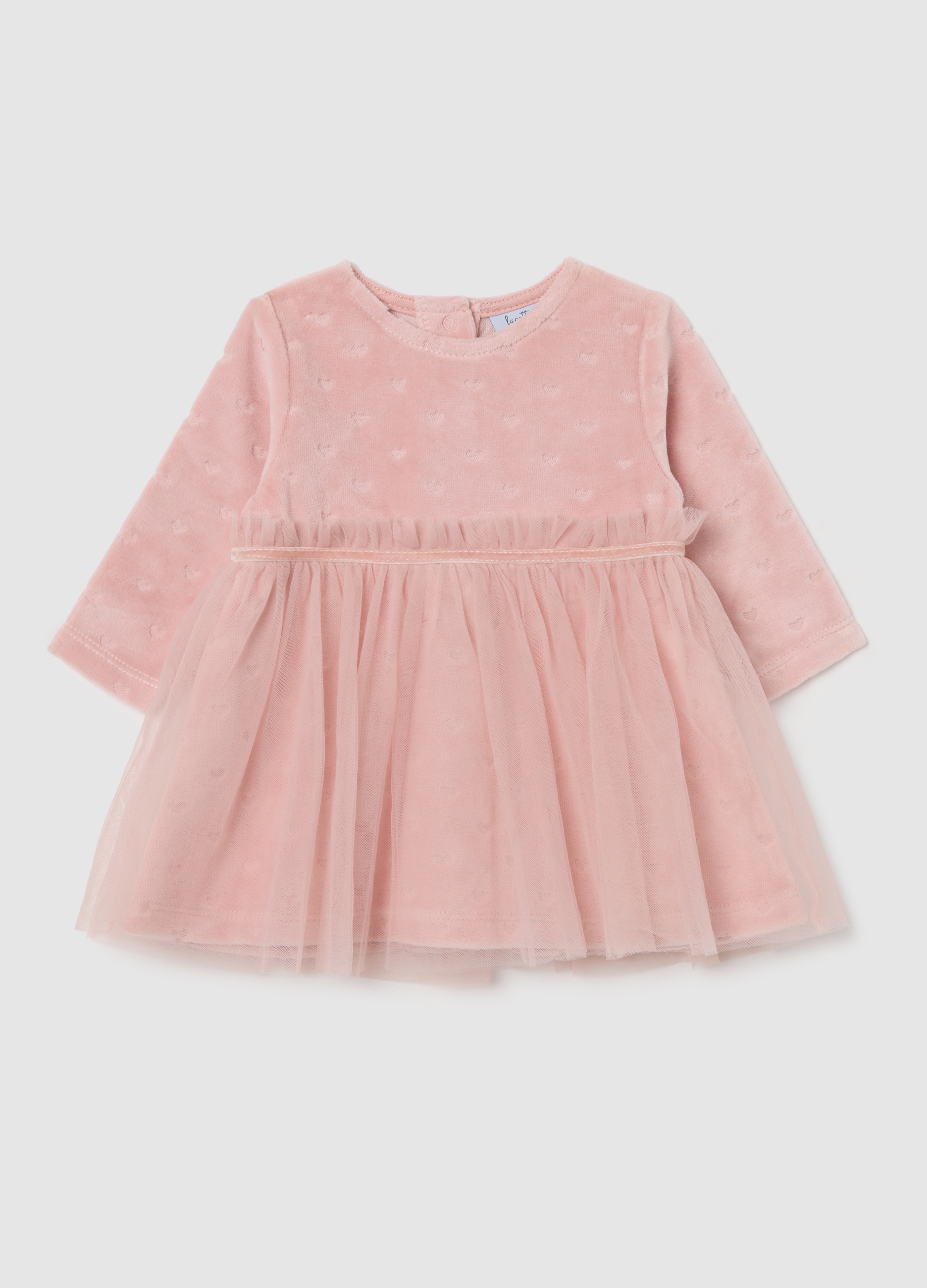 FAGOTTINO, Vestido Rosa Para Bebé Niña En Mezcla De Algodón Ajuste Regular Con Corazones, Bebé Niña, Rosa Claro, Talla: 3-6