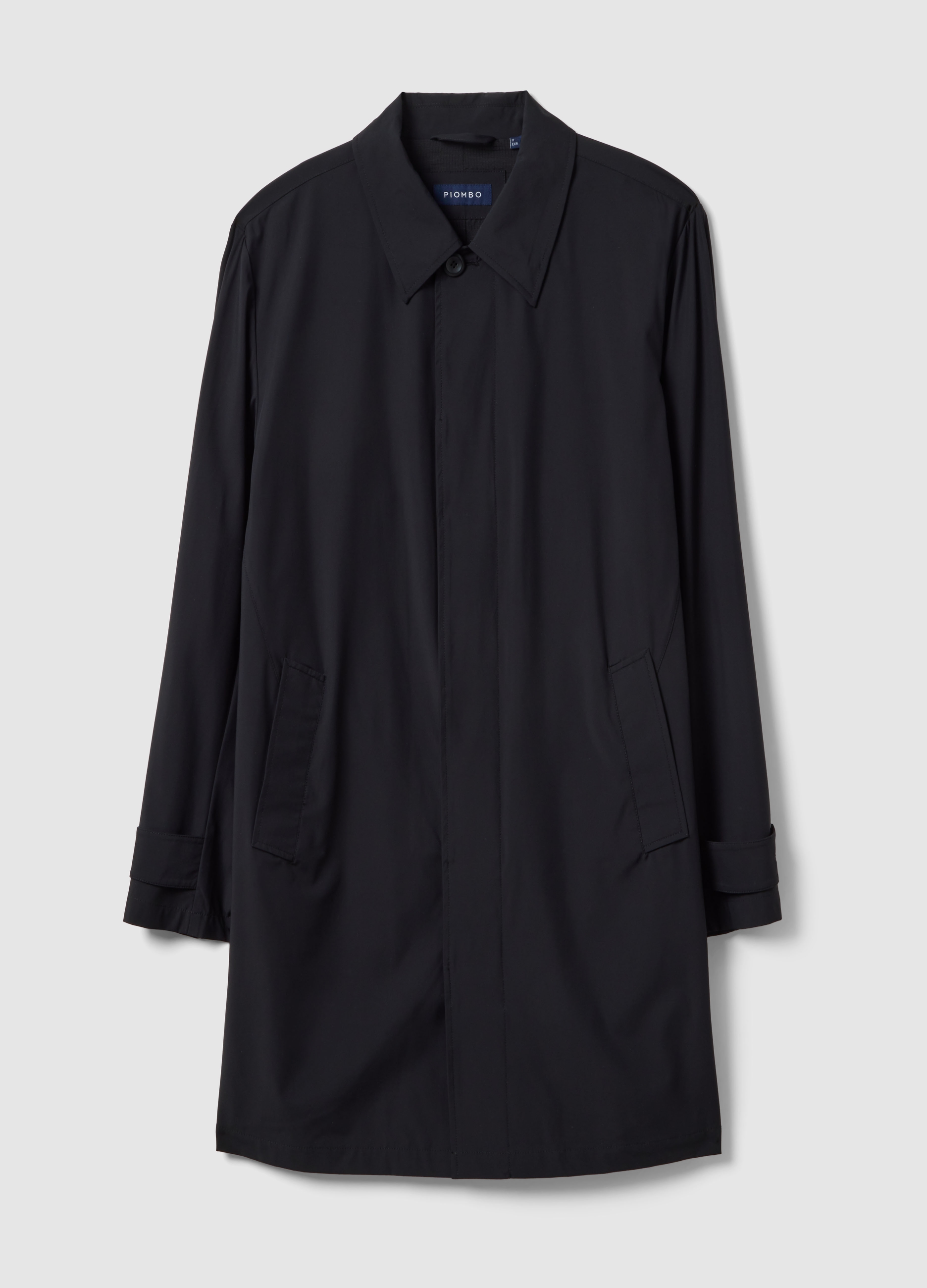 Piombo Contemporary, Gabardina Larga Negra Ajuste Regular Con Botones, Hombre, Estampado Negro 1, Talla: XL