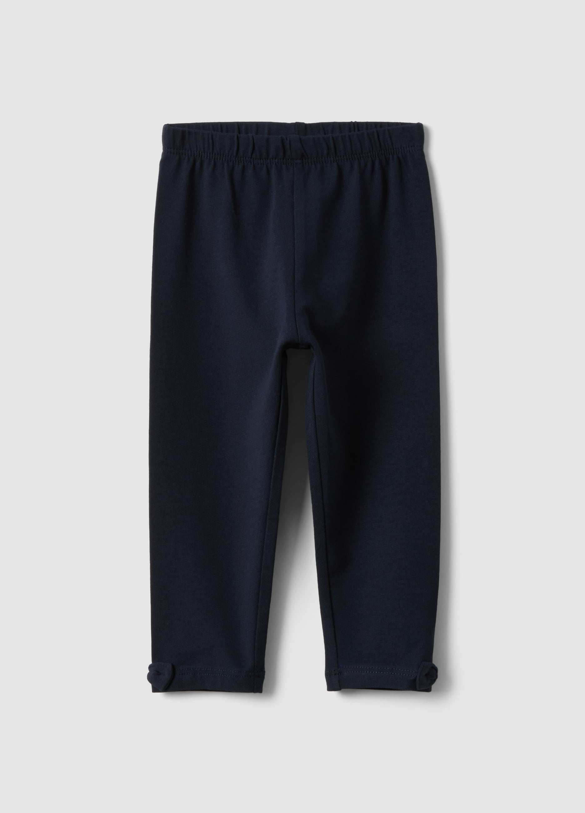 FAGOTTINO, Leggings Blu In Cotone Organico Elasticizzato Con Fiocchi Per Bimba, Bambina, Blu, Taglia: 12-18