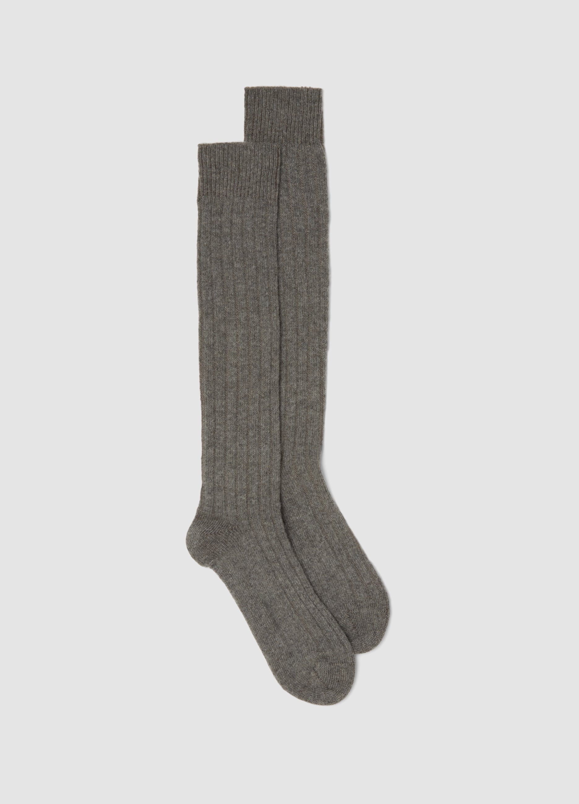 LES COPAINS, Calze Grigie Lunghe In Lana, Viscosa E Cashmere Elasticizzato, Donna, Grigio, Taglia: ONE SIZE