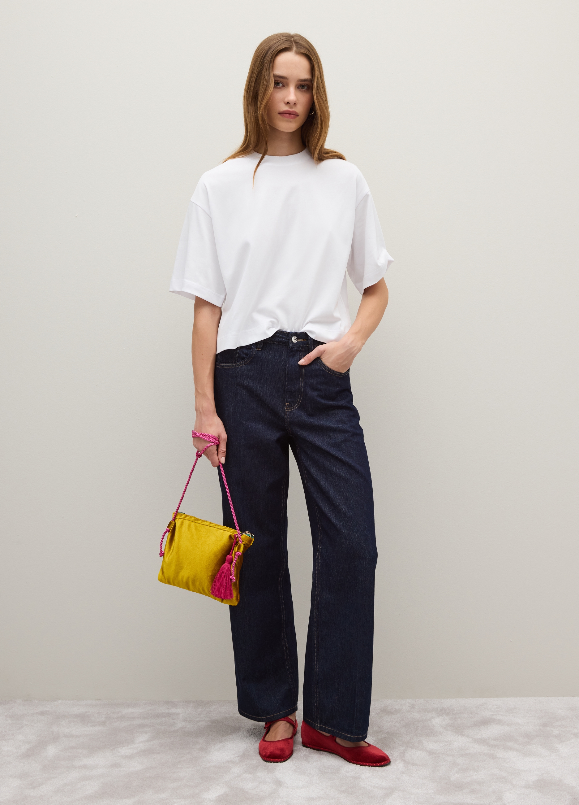 Pantalones Regular Fit De Denim Azul 100% Algodón, Mujer, Azul oscuro, Talla: 38