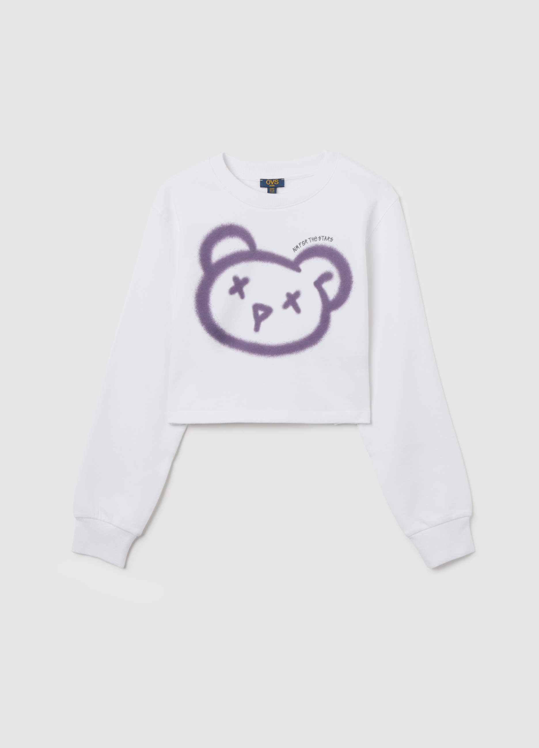 Felpa Da Ragazza In Puro Cotone Bianca Regular Fit Con Stampa, Niña, Blanco óptico, Talla: 10-11