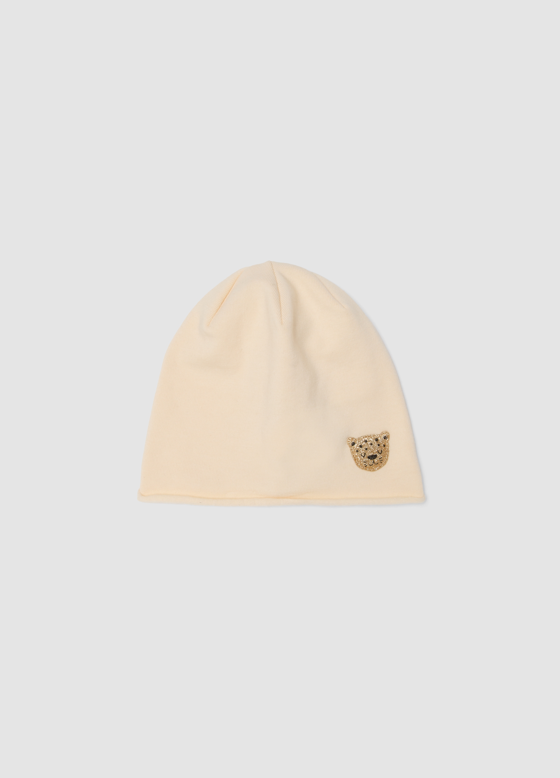 OVS KIDS, Cappello Beige In Cotone Elasticizzato Con Ghepardo Per Bambina, Beige, Taglia: 54