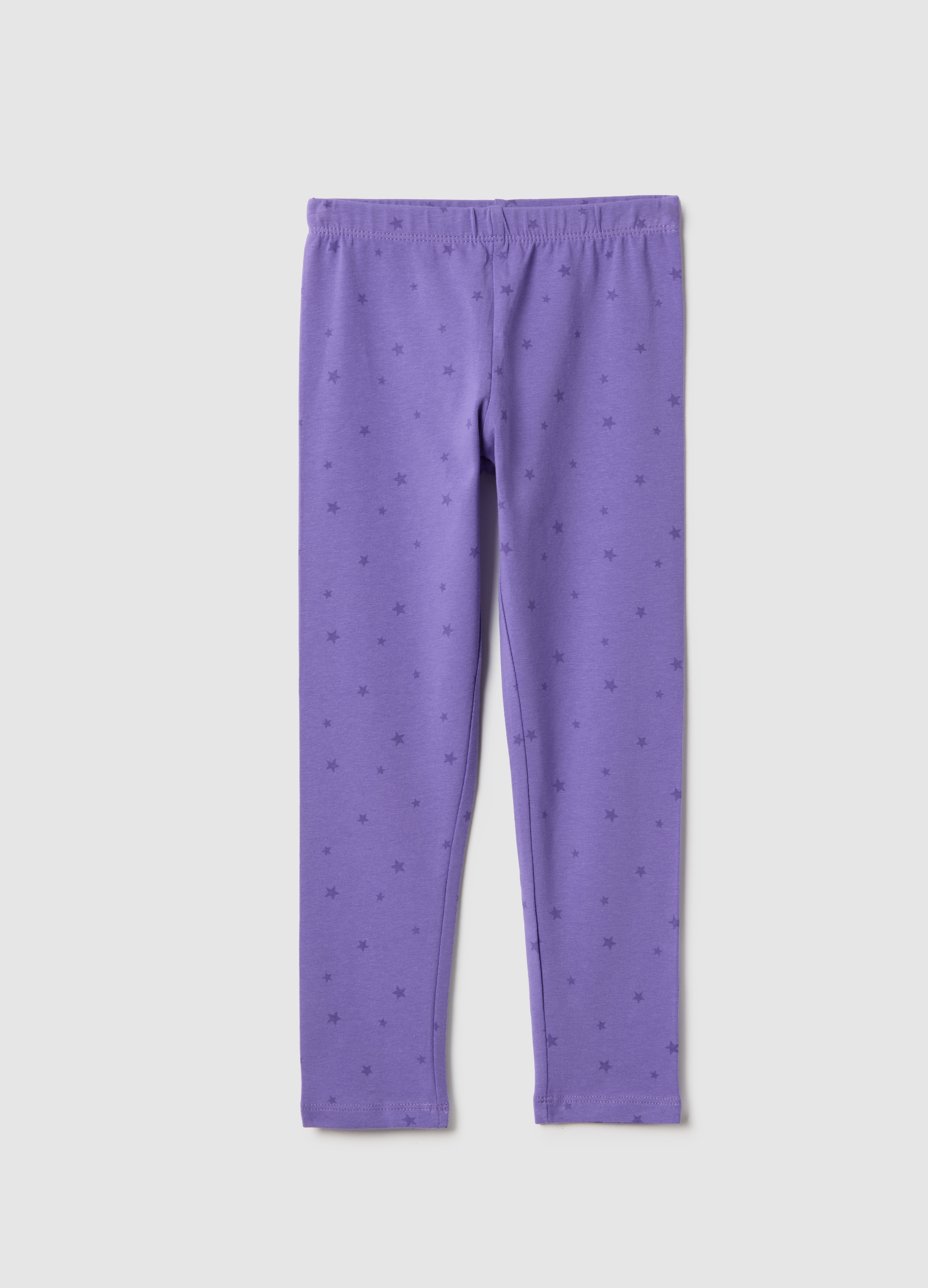 OVS KIDS, Leggings Violeta Ajustados Para Niñas De Algodón Elástico Con Estrellas, Niña, Berenjena, Talla: 7-8