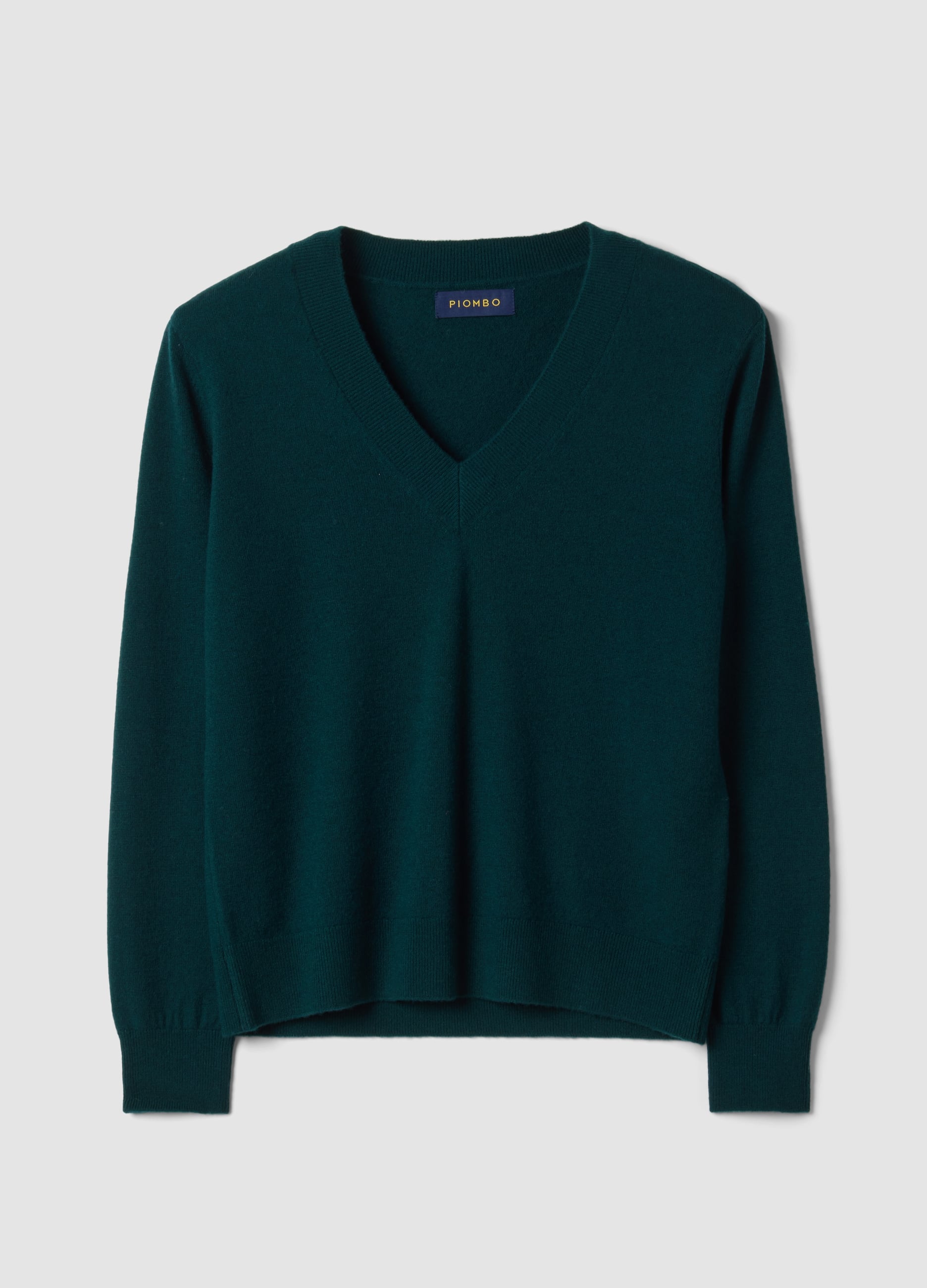 PIOMBO, Maglia Verde In Pura Lana Con Scollo Profondo A V, Donna, Verde, Taglia: XS