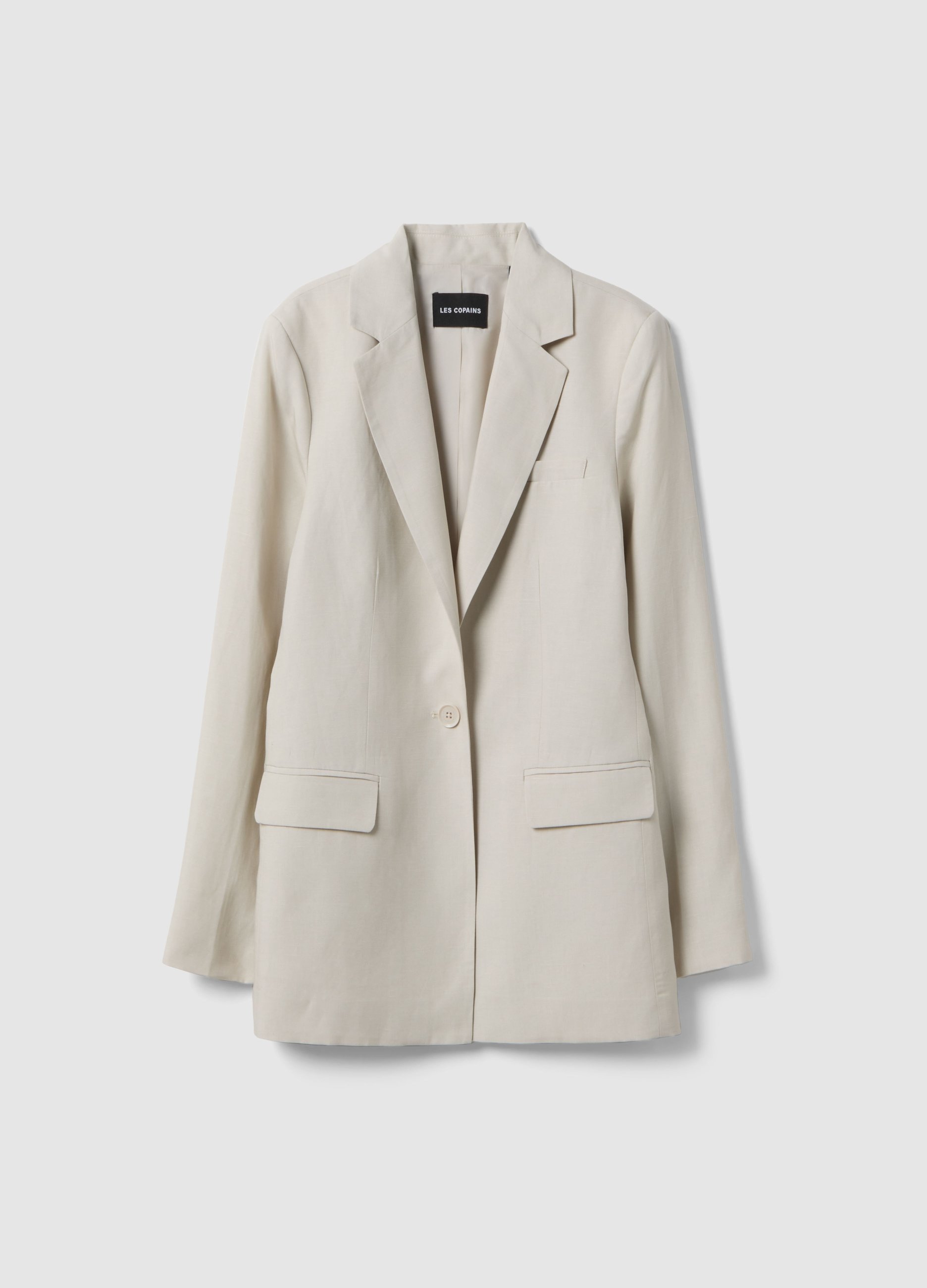LES COPAINS, Blazer Beige De Mezcla De Lyocell Y Lino, Ajuste Regular Con Botones, Mujer, Beige Jaspeado, Talla: 36