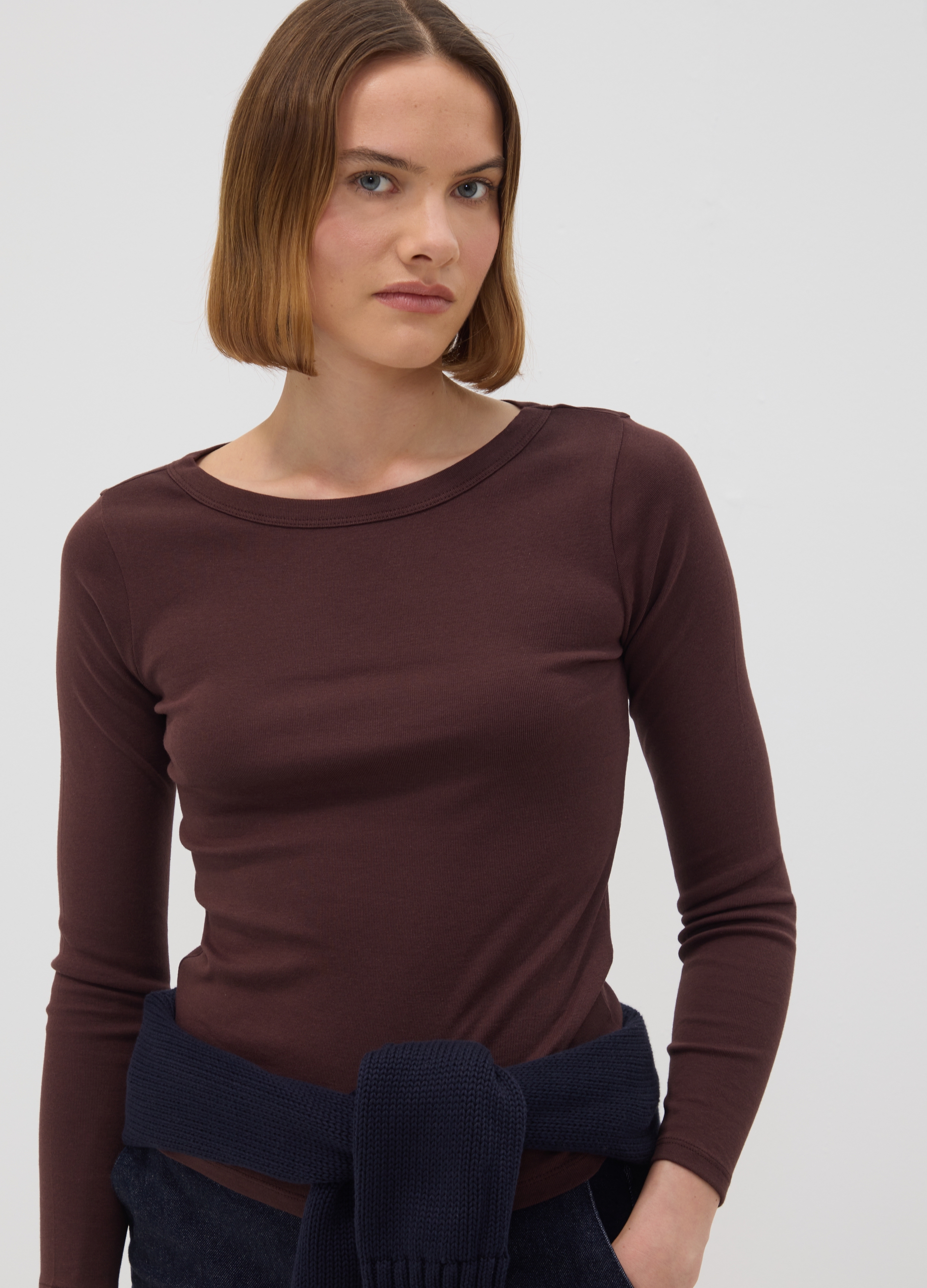 OVS, T-shirt Marrone In Puro Cotone Con Girocollo Regular Fit, Donna, Marrone, Taglia: XXL