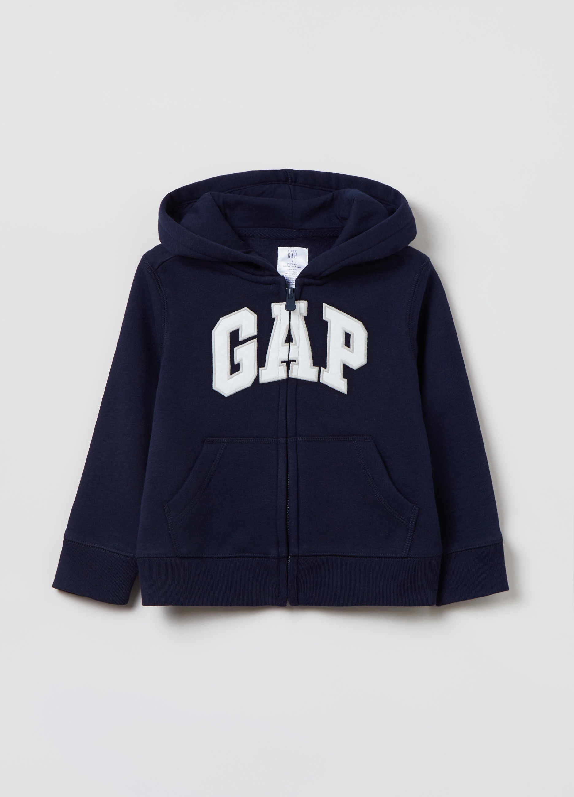 GAP KIDS, Full-zip Con Cappuccio E Patch Logo Gap, Unisex, Blu, Taglia: 12-18M/74-80
