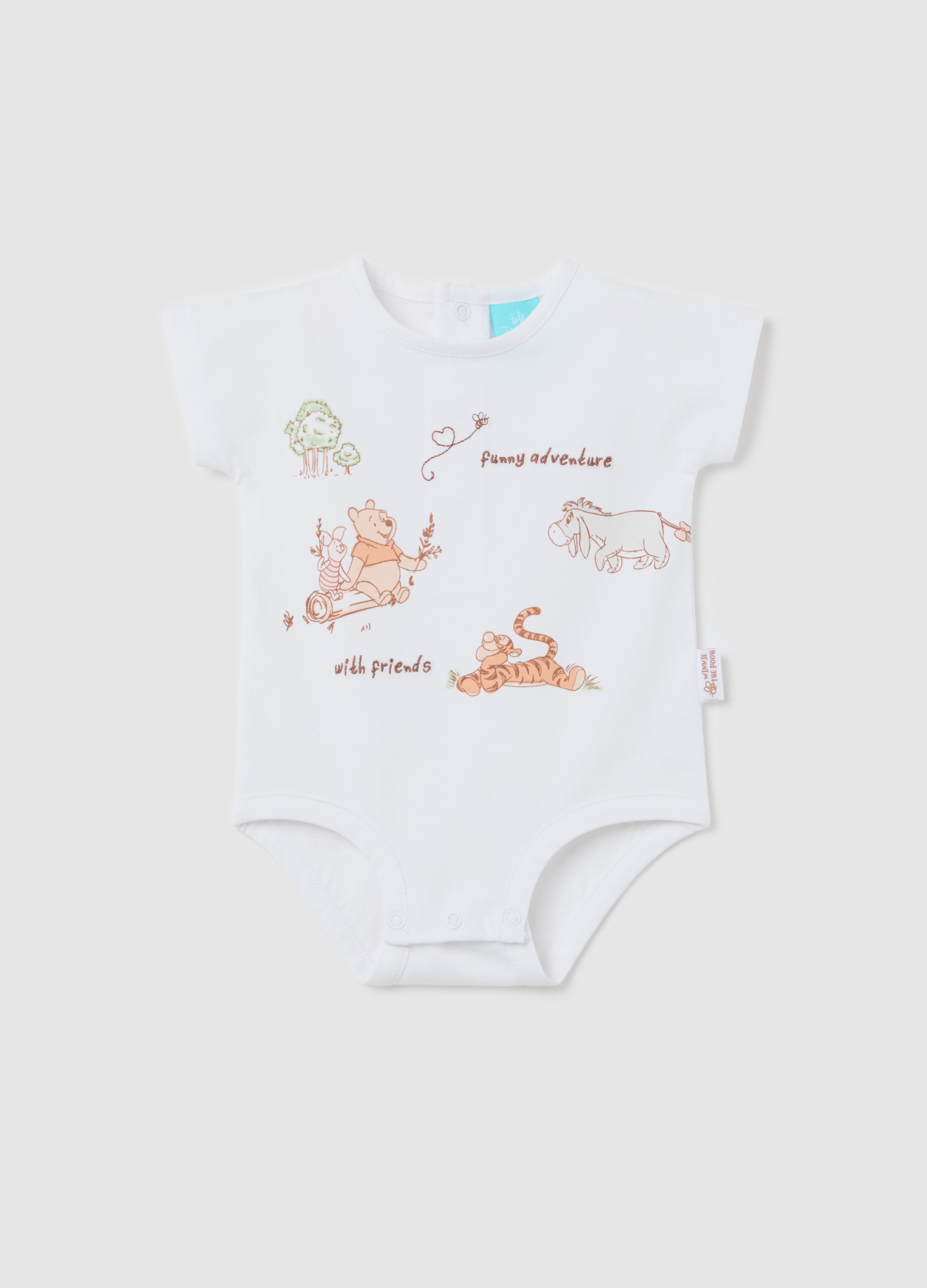 OVS, Body Bianco In Cotone Bio Con Stampa Winnie The Pooh, Unisex, Bianco, Taglia: 1-3