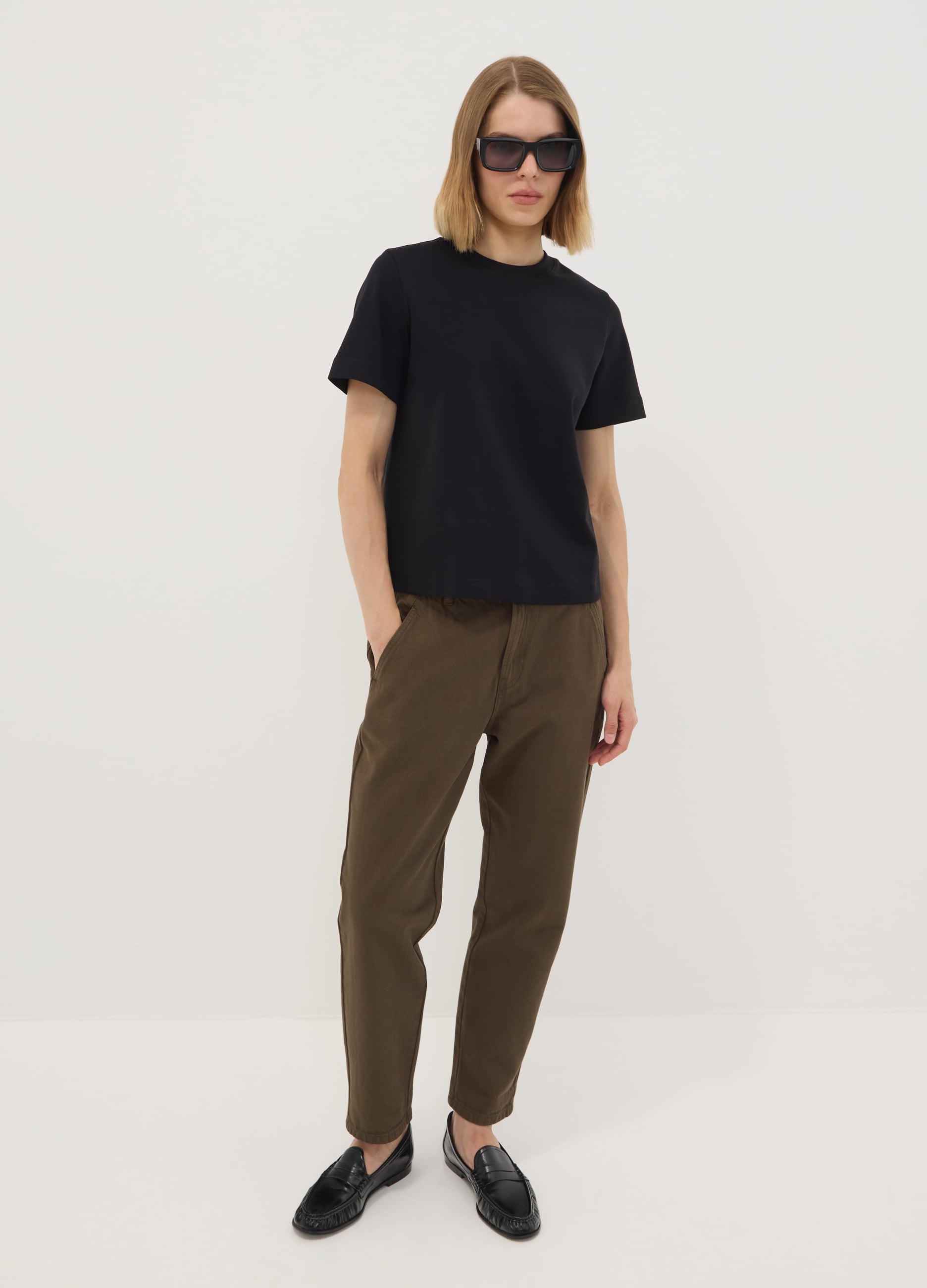 REPUBLIC OF DENIM, Jeans Denim Marrone Baggy Fit In Puro Cotone Con Vita Paper Bag, Donna, Marrone, Taglia: XS