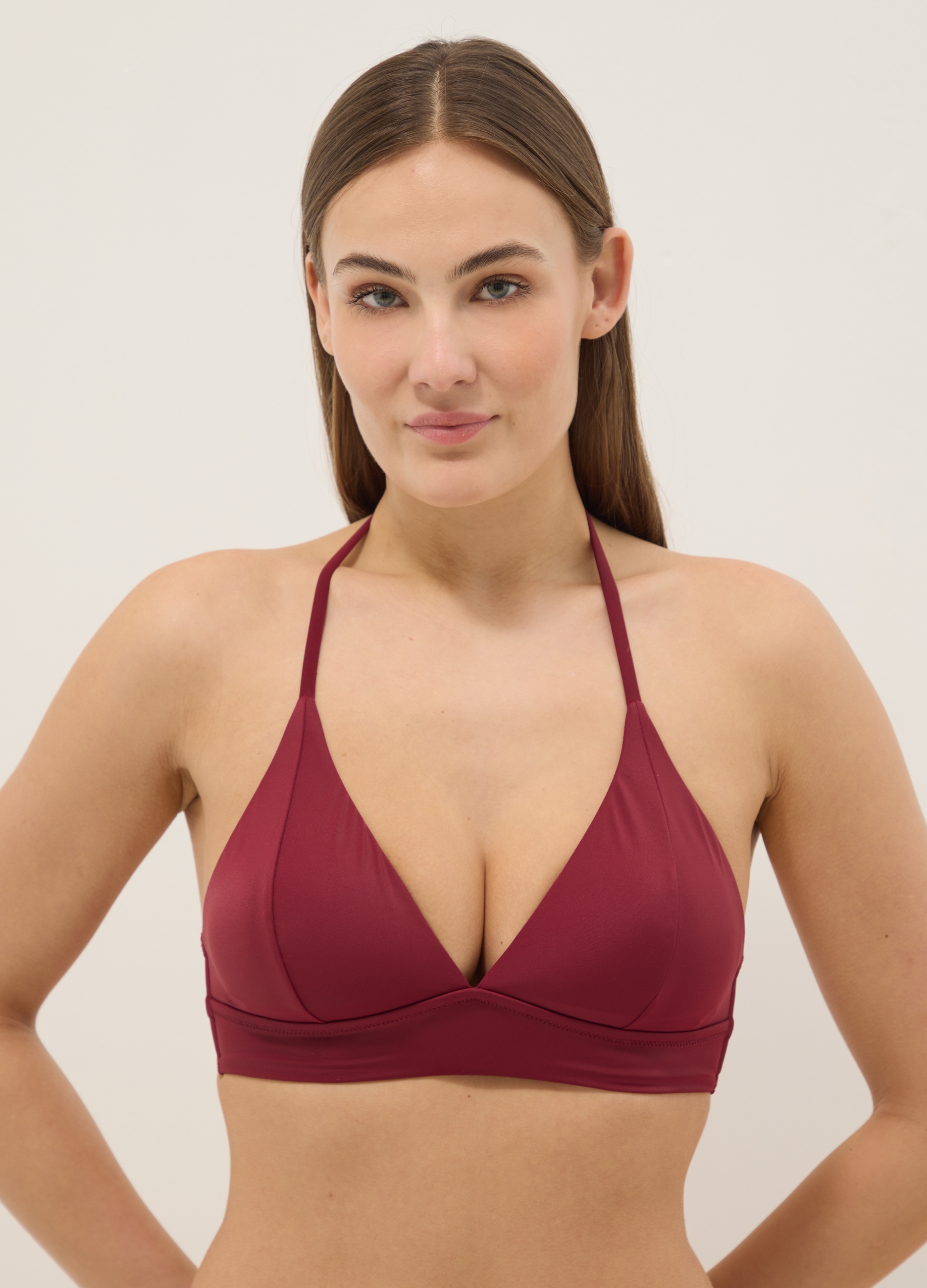 Top De Bikini Rojo Elástico Con Relleno Extraíble, Mujer, Rojo Oscuro, Talla: 4
