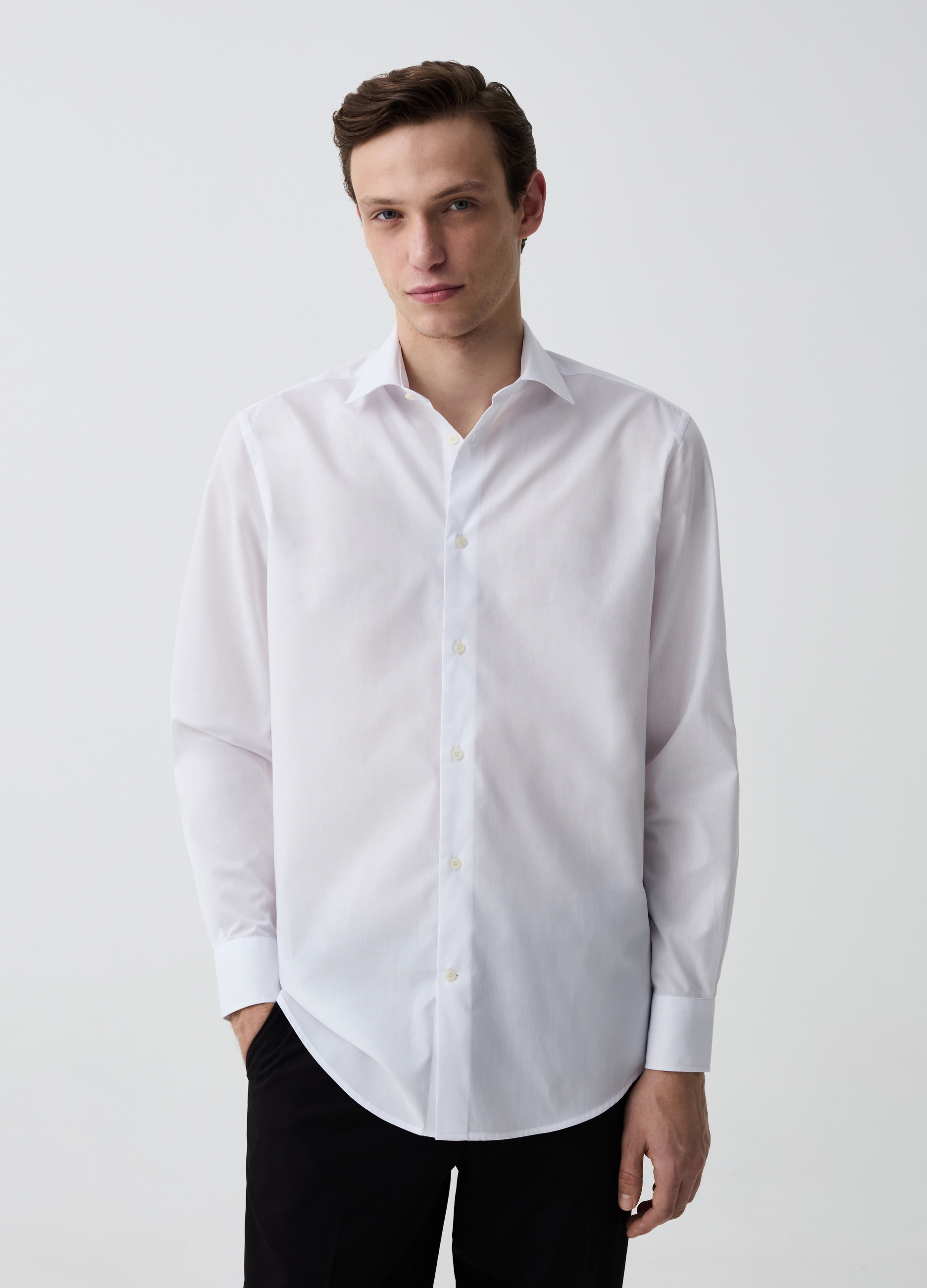 OVS , Camicia Regular Fit Tinta Unita, Uomo, Bianco, Taglia: 45