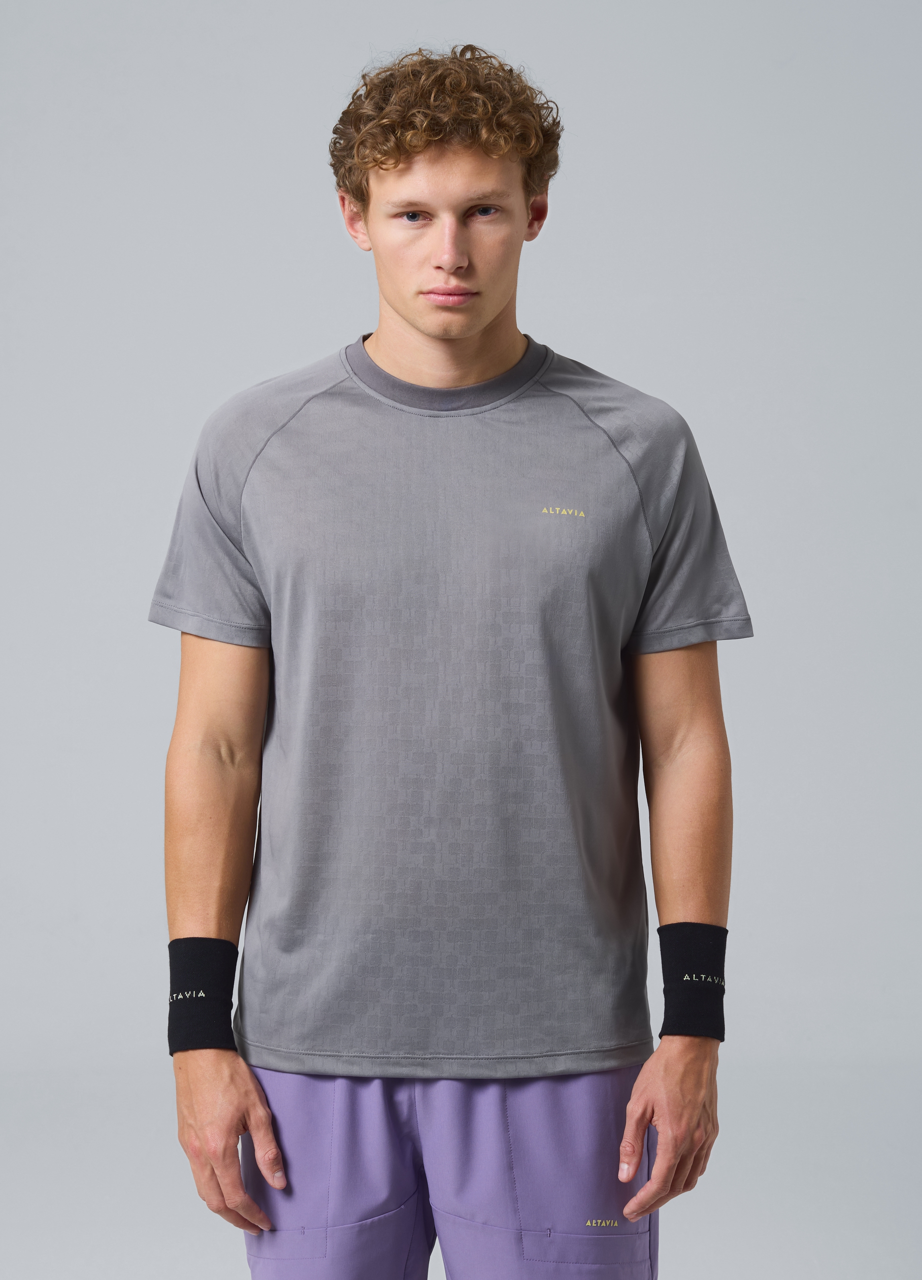 ALTAVIA COURT, T-shirt Sportiva Grigia In Tessuto Tecnico Altavia Court, Uomo, Grigio, Taglia: L