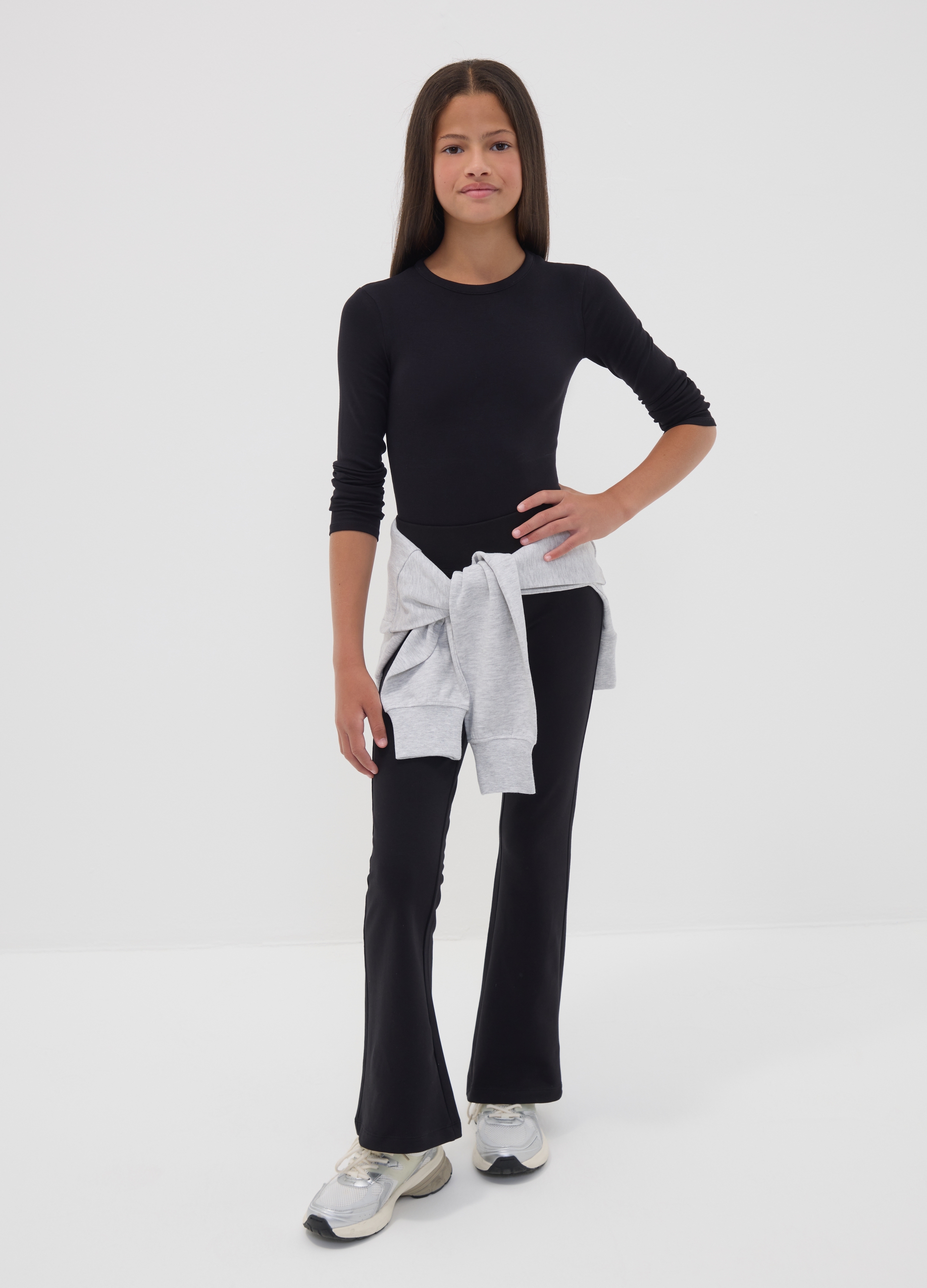 OVS KIDS, Pantaloni Neri Flare In Cotone Organico Elasticizzato Per Ragazza, Bambina, Nero, Taglia: 10-11