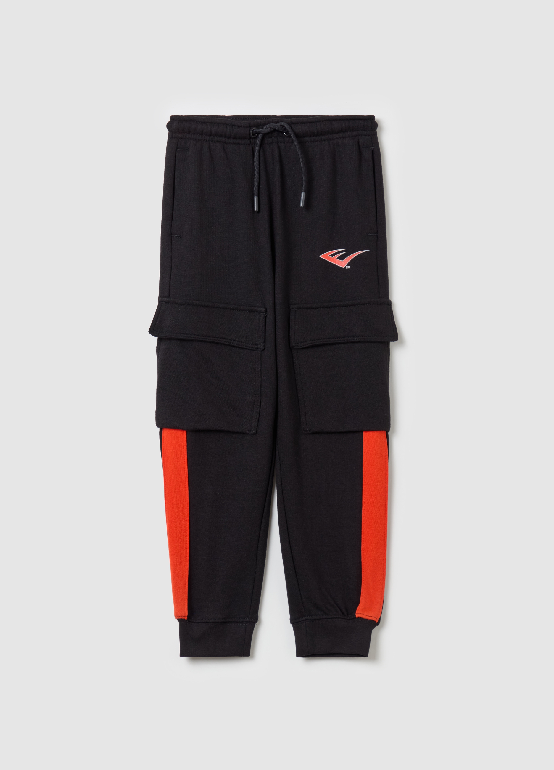 EVERLAST, Joggers Cargo Con Coulisse E Stampa Logo, Bambino, Nero, Taglia: 9-10