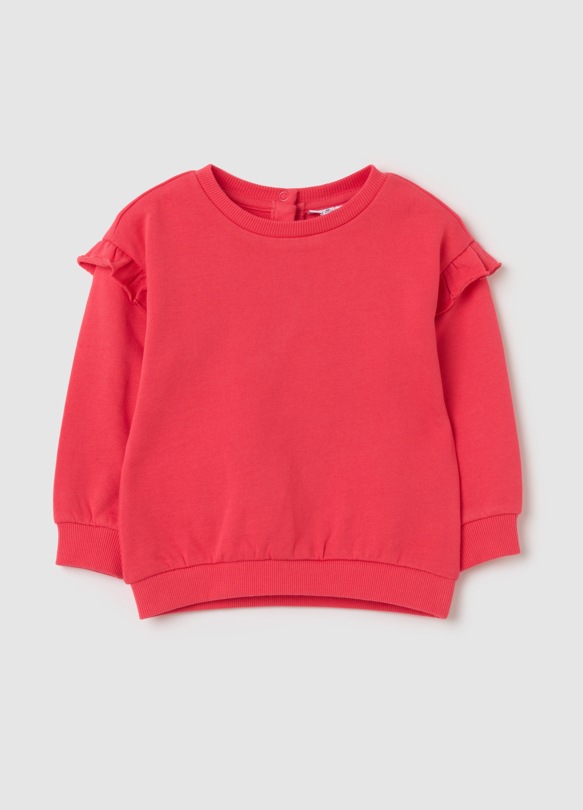 FAGOTTINO, Felpa In French Terry Con Rouches, Bambina, Rosso, Taglia: 12-18