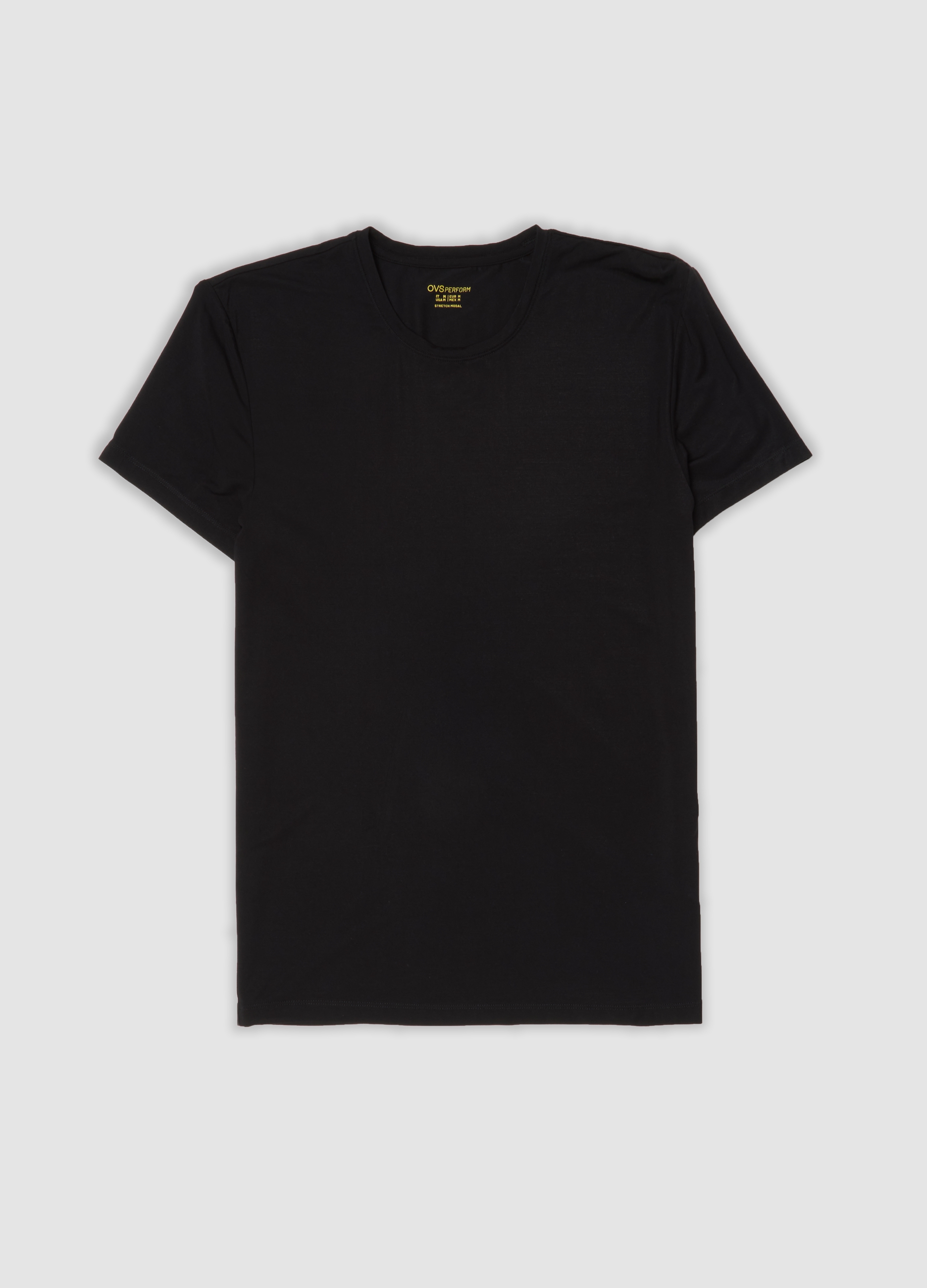 OVS, T-shirt Nera In Modal Elasticizzato Con Girocollo, Uomo, Nero, Taglia: S