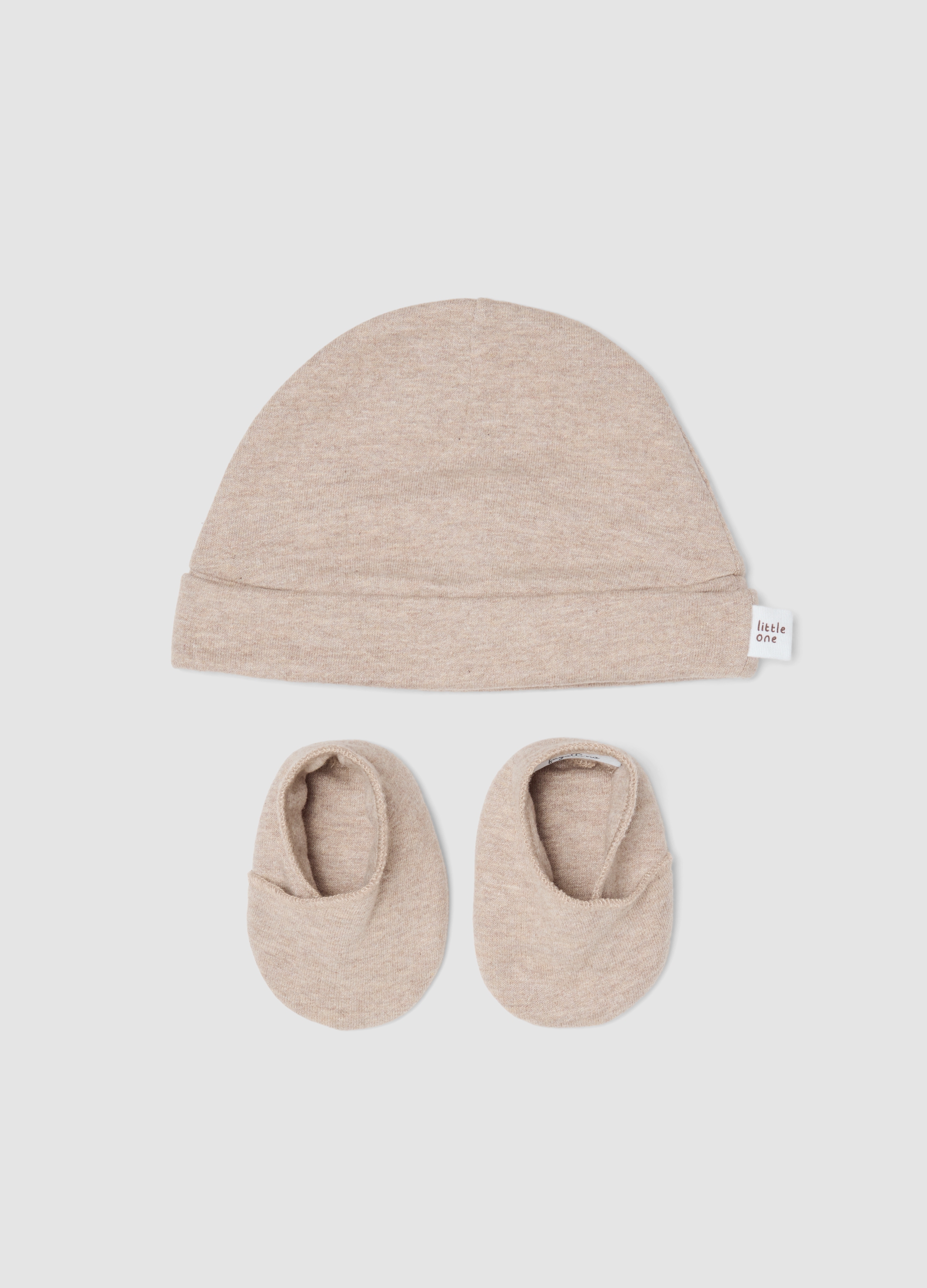 FAGOTTINO, Set Beige Con Cuffietta E Scarpine Neonato, Unisex, Rosa, Taglia: ONE SIZE