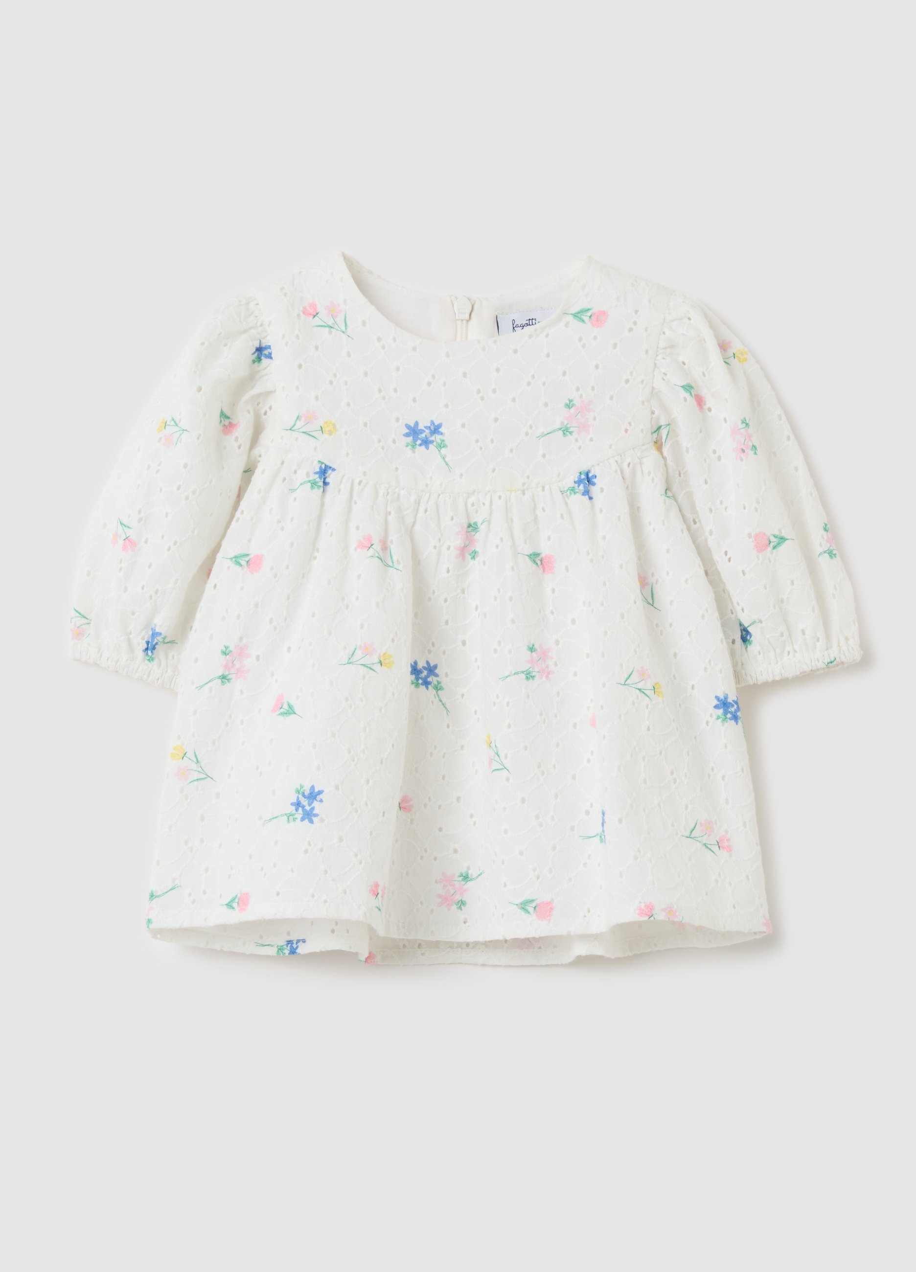 FAGOTTINO, Abito In Sangallo Con Ricamo Fiorellini, Bambina, Bianco, Taglia: 12-18