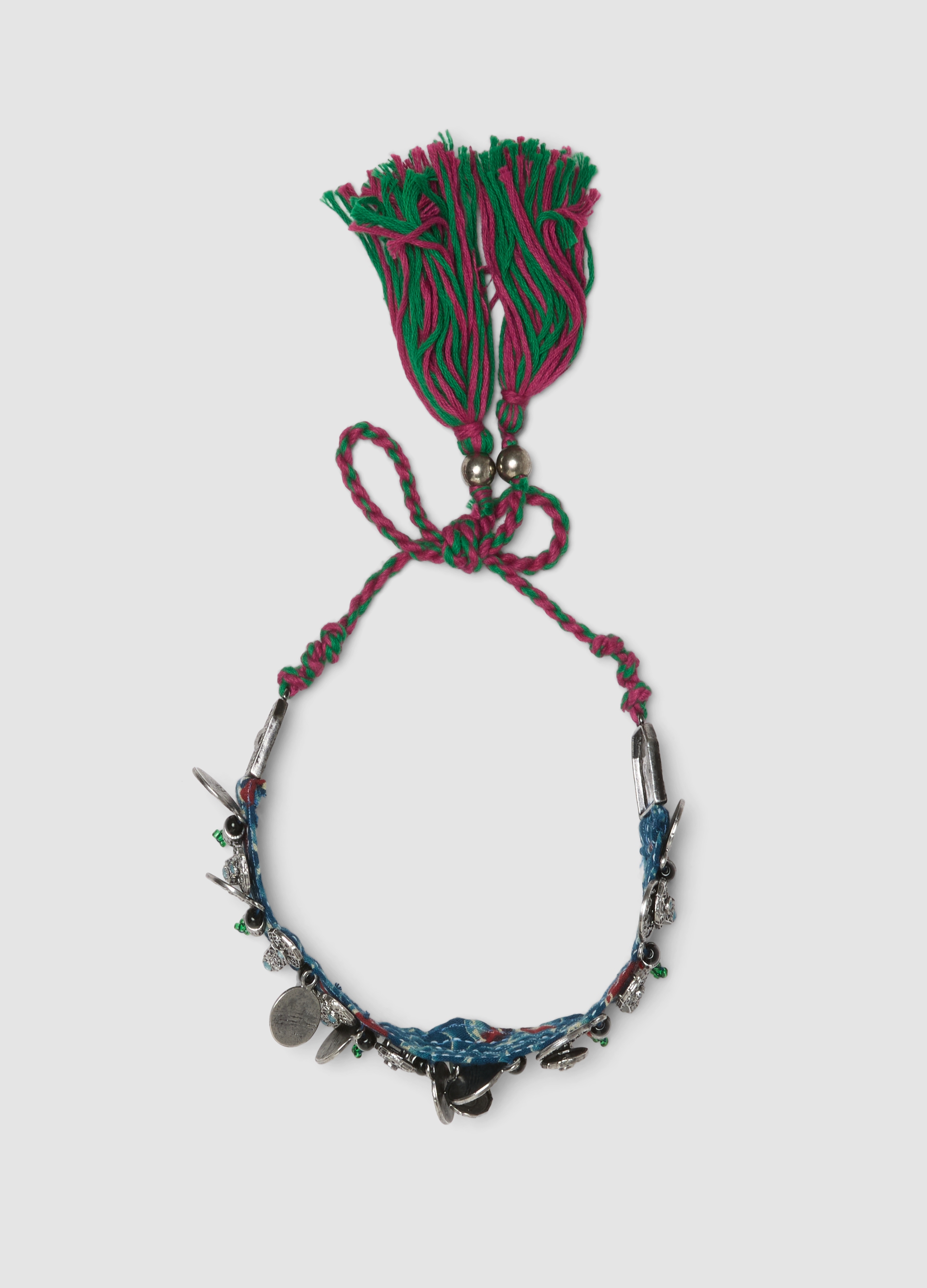 PIOMBO, Collar Multicolor De Algodón Puro Con Colgantes, Mujer, Azul/gris, Talla: FASUL