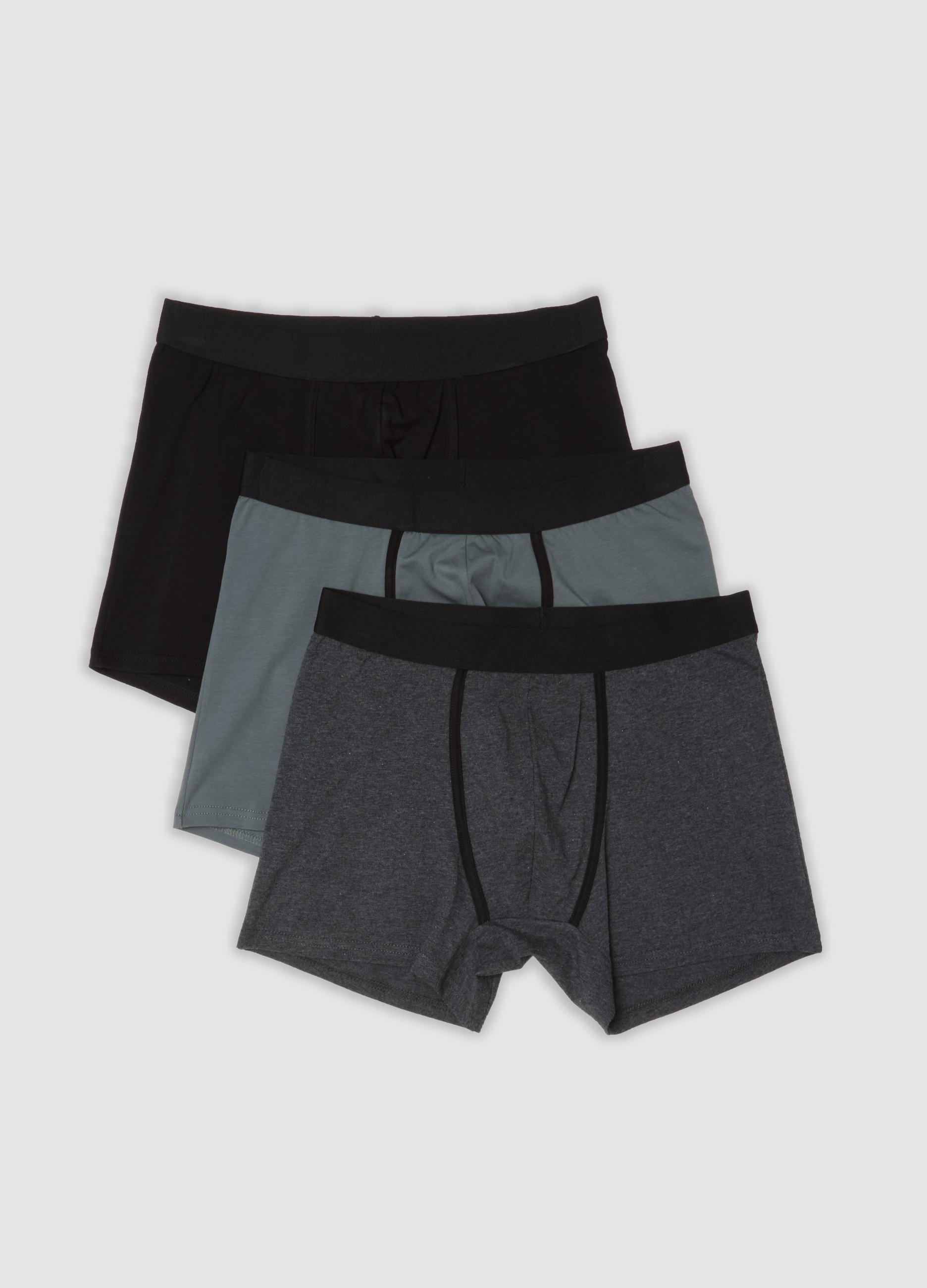 OVS, Tripack Di Boxer Midi Grigi In Cotone Organico Elasticizzato, Uomo, Nero, Taglia: S
