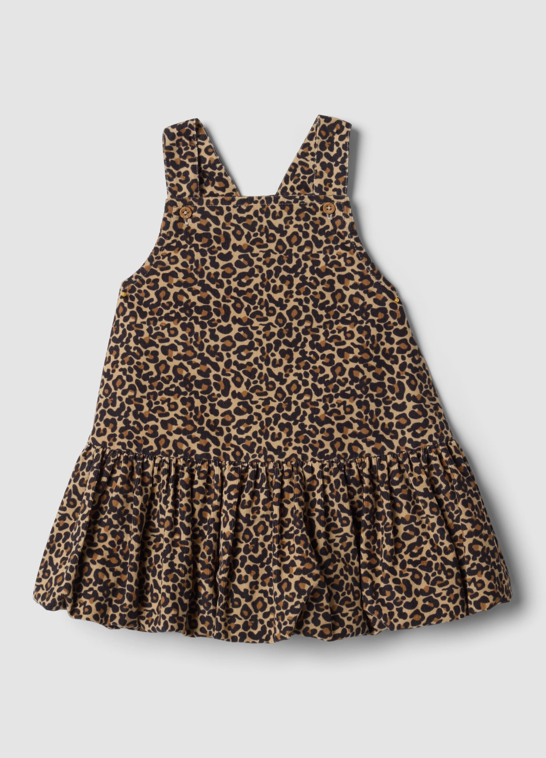 FAGOTTINO , Abito Marrone In Puro Cotone Con Fantasia Animalier Over Fit, Mädchen, Marrone, Größe: 30-36