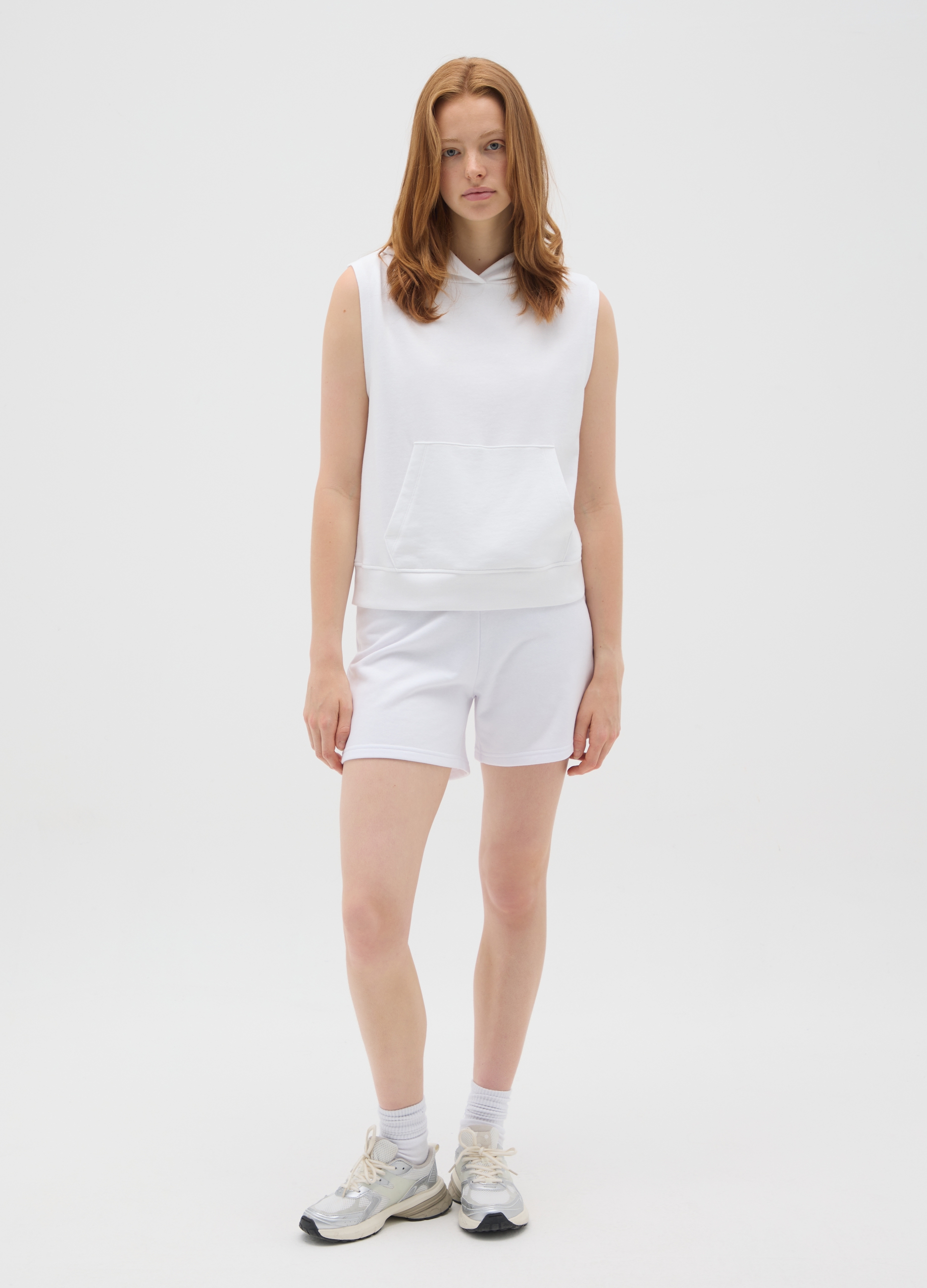 OVS , Shorts Da Donna In Misto Cotone Bianco Regular Fit, Bianco, Taglia: XS