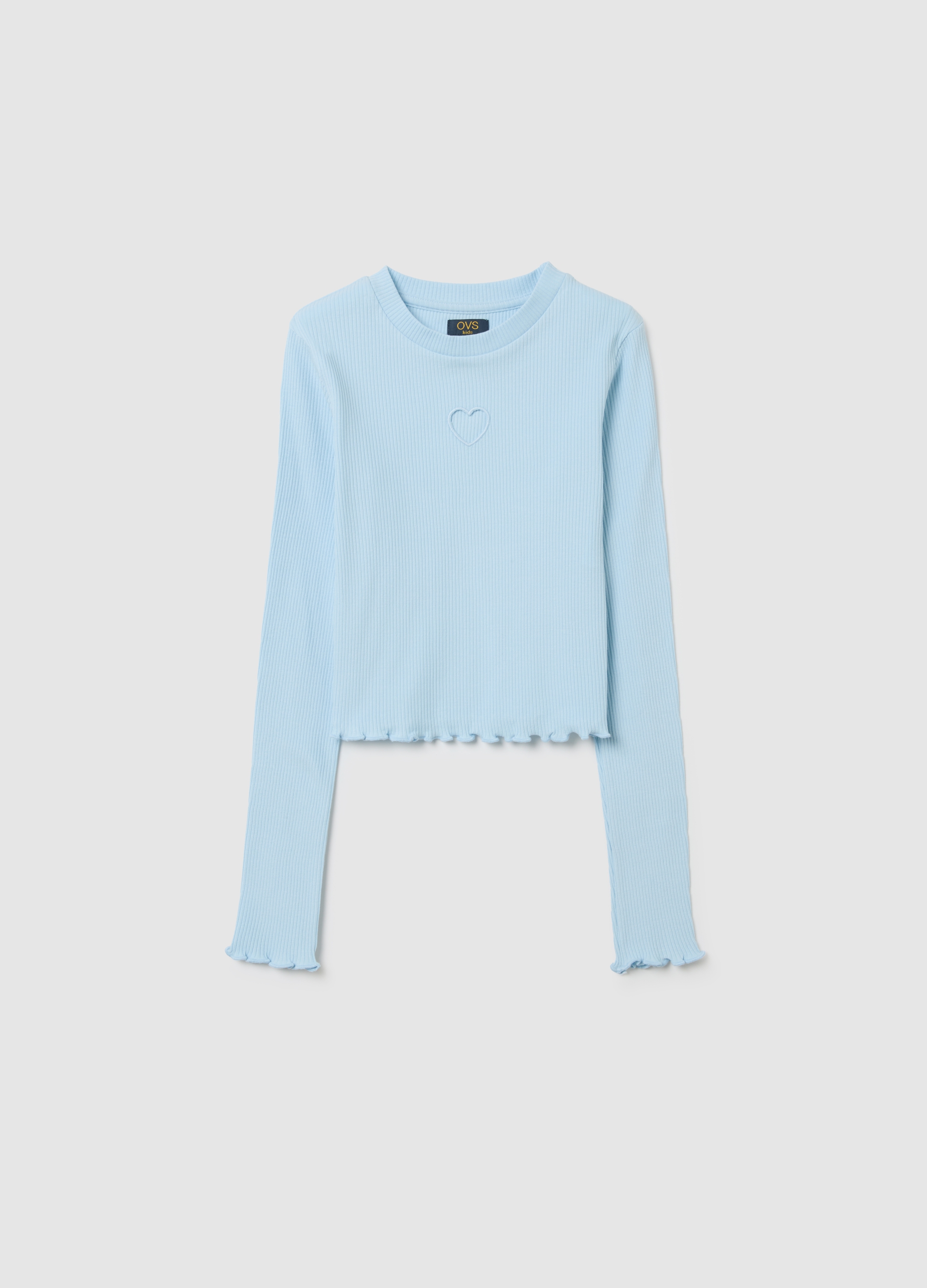 Jersey Azul De Niña En Algodón Elástico, Ajuste Regular, Niña, Azul claro, Talla: 12-13