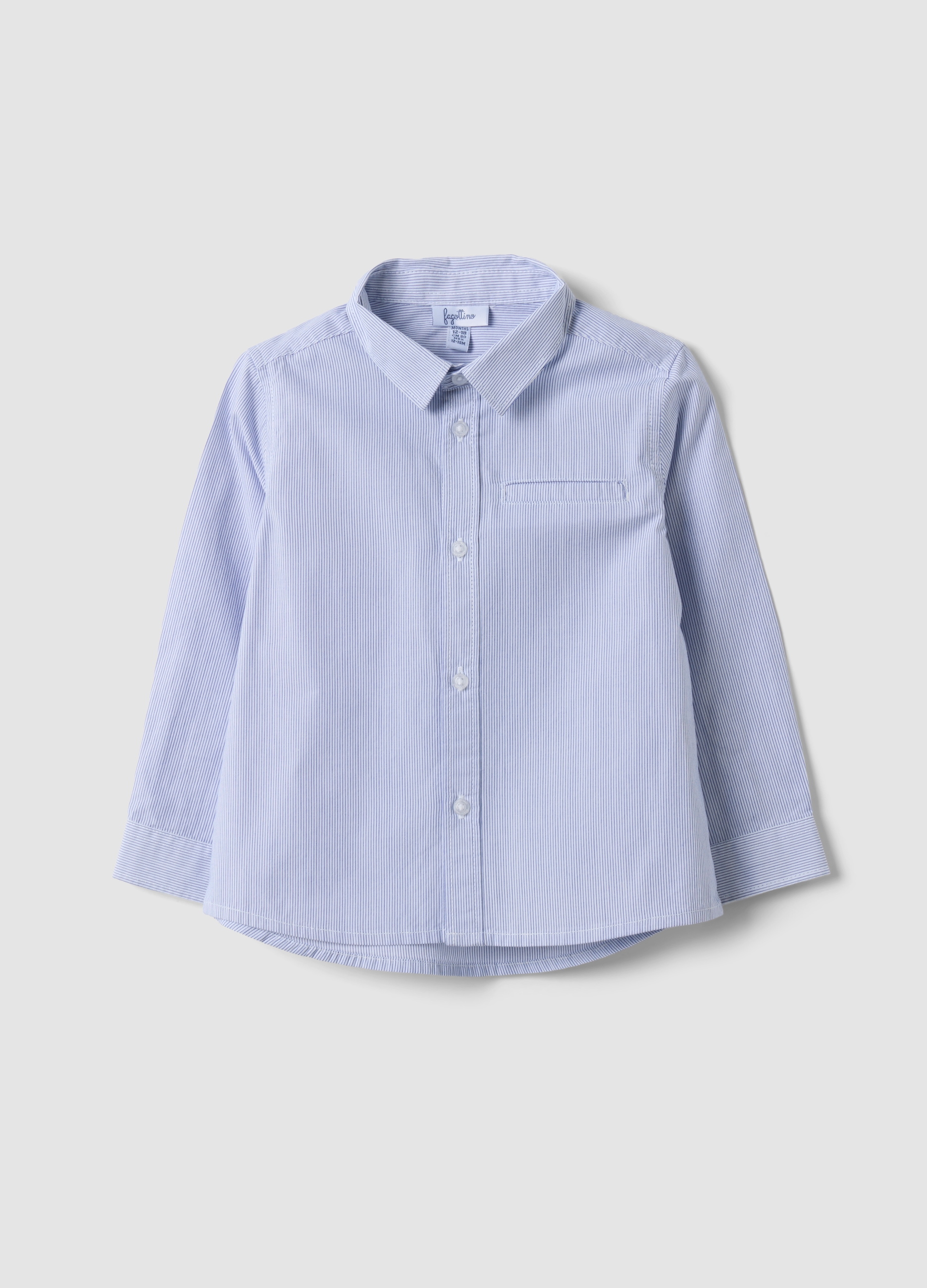 FAGOTTINO, Camicia Bianca A Righe In Puro Cotone Con Taschino Per Bimbo, Bambino, Multicolor, Taglia: 12-18