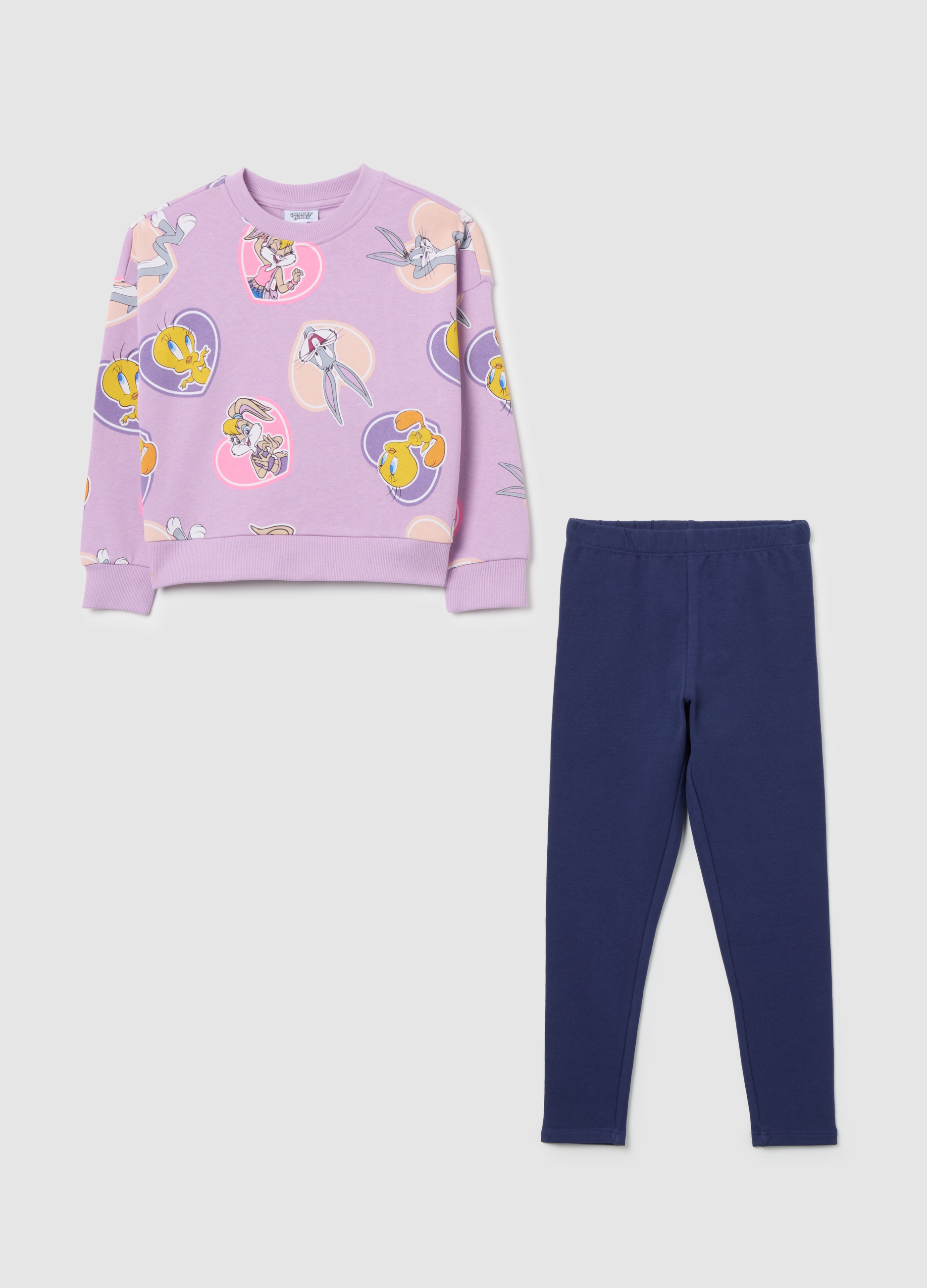WARNER BROS, Conjunto De Sudadera Y Leggings Violetas Para Niña, Niña, Azul/morado, Talla: 3-4