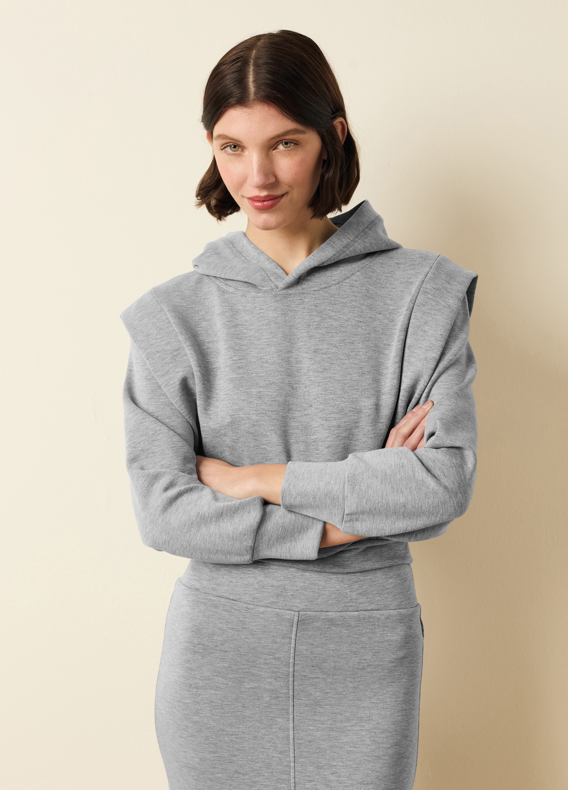 OVS, Felpa In Scuba Con Cappuccio Boxy Fit, Donna, Grigio, Taglia: S