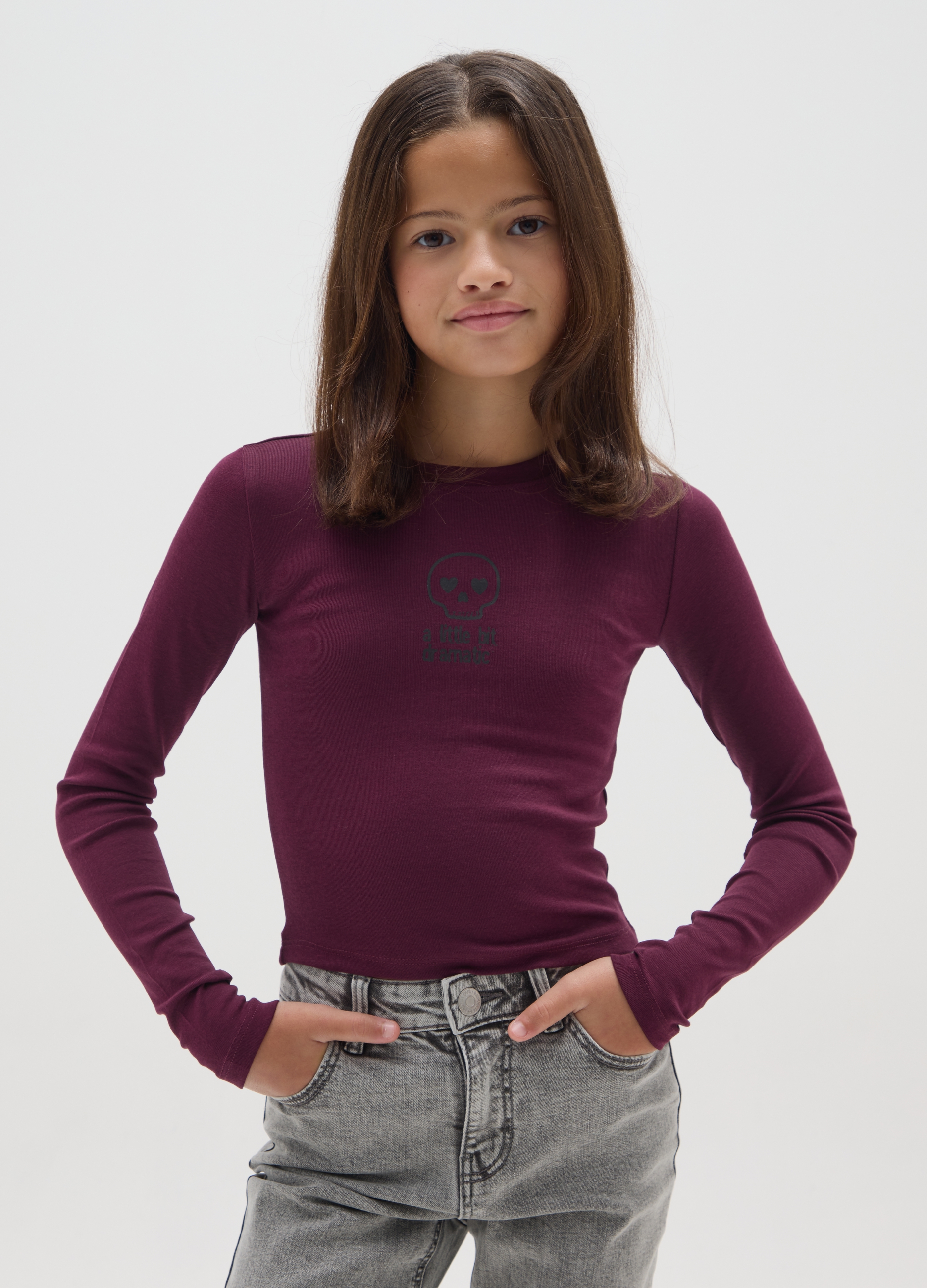 OVS KIDS, Maglia Da Ragazza In Cotone Elasticizzato Rossa Regular Fit, Bambina, Rosso, Taglia: 13-14