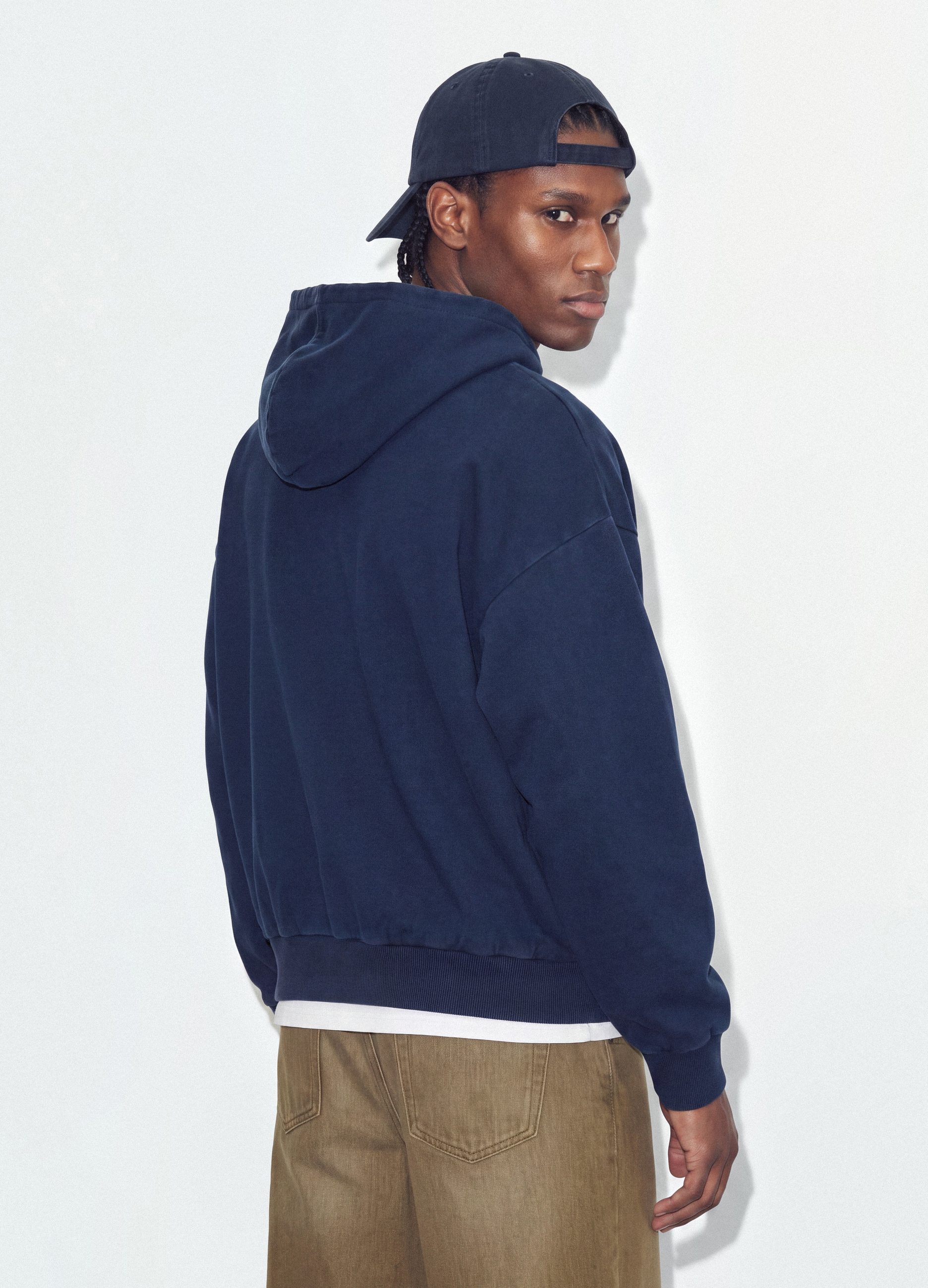 B.ANGEL, Felpa Blu In Puro Cotone Con Cappuccio Over Fit, Uomo, Blu, Taglia: XS