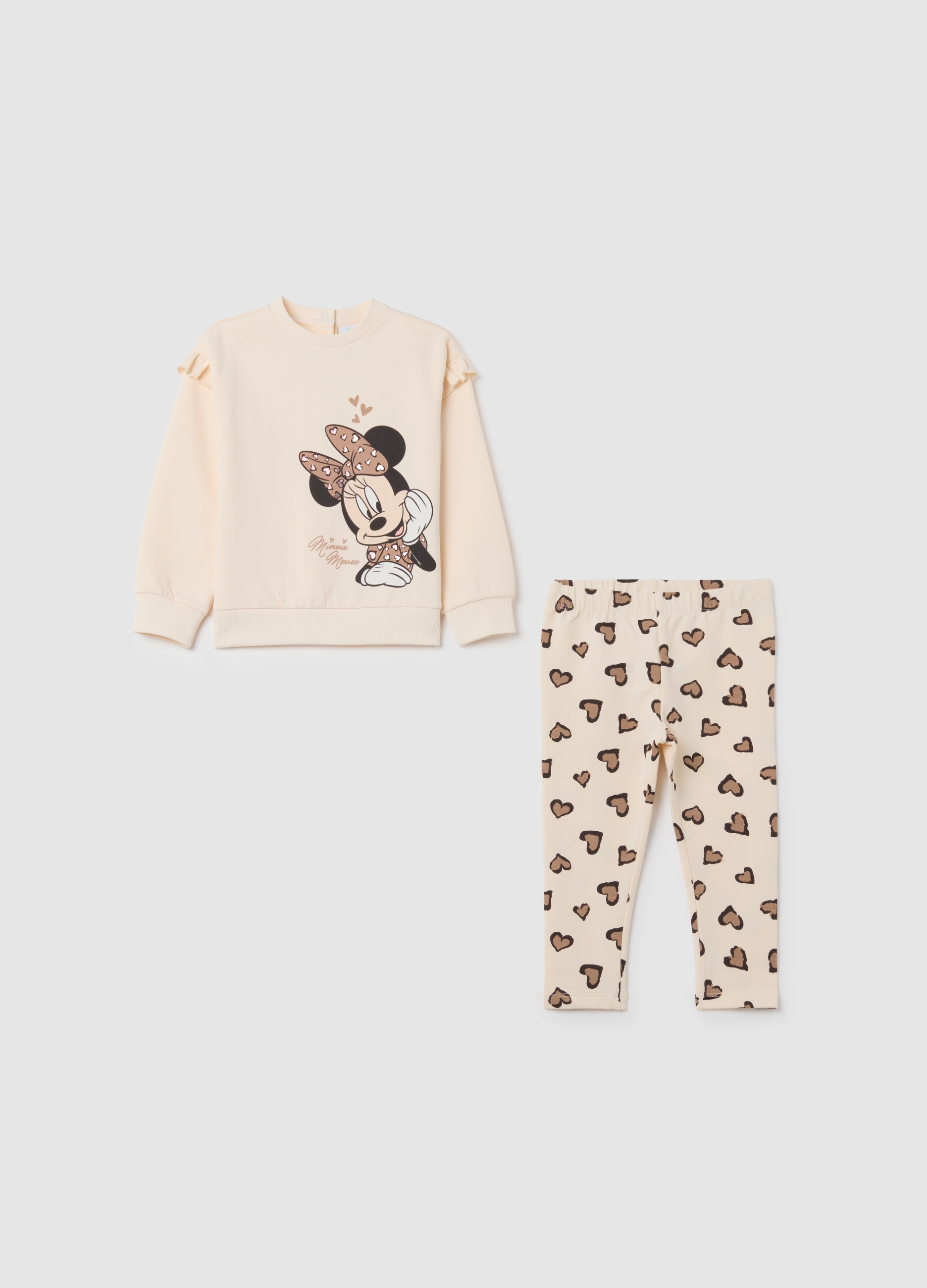OVS, Set Felpa E Leggings Da Bambina In Cotone Beige Regular Fit, Mädchen, Cremeweiß, Größe: 9-12