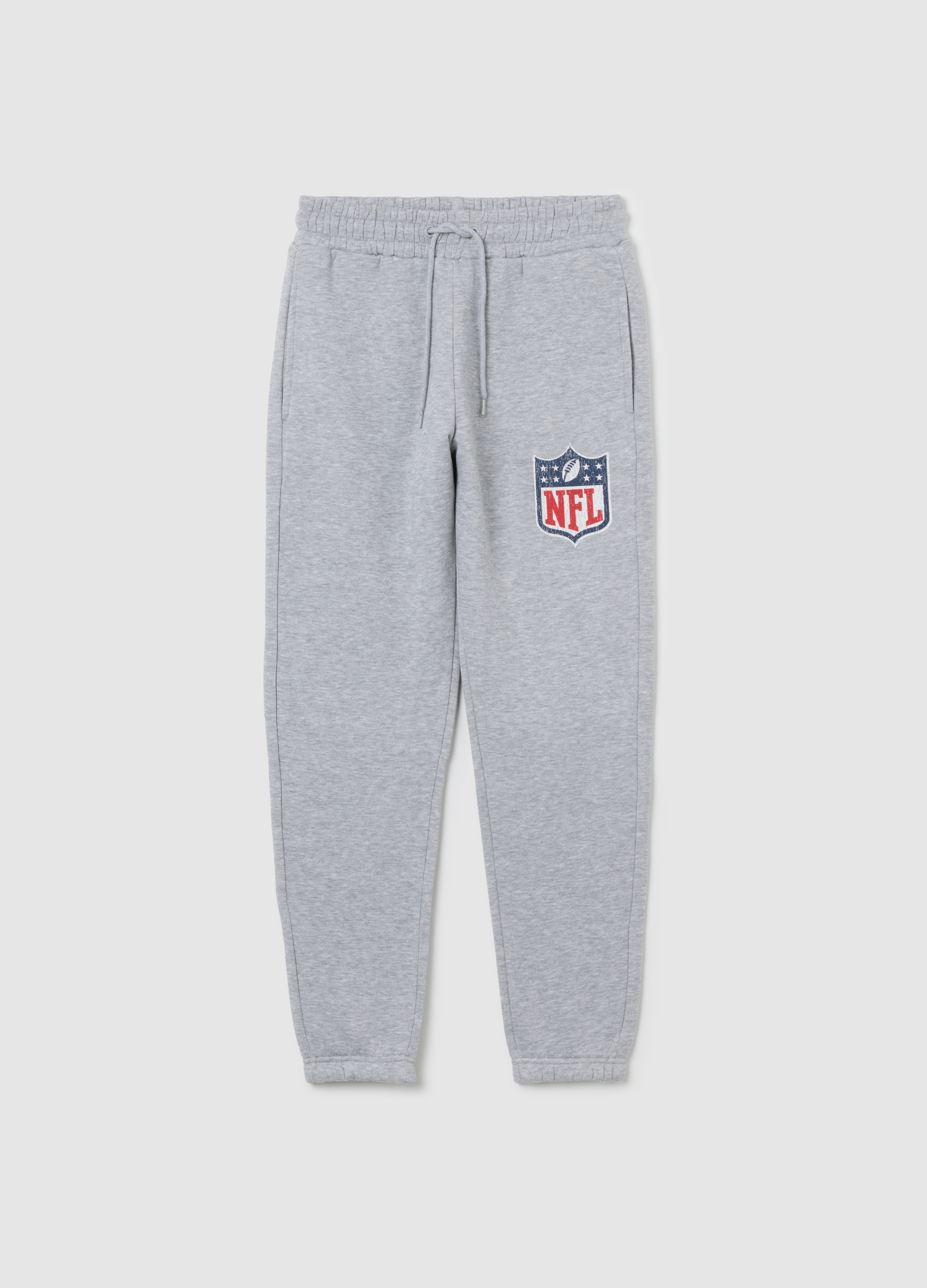 NFL, Pantaloni In Misto Cotone Grigi Regular Fit Con Logo Nfl, Donna, Grigio, Taglia: M