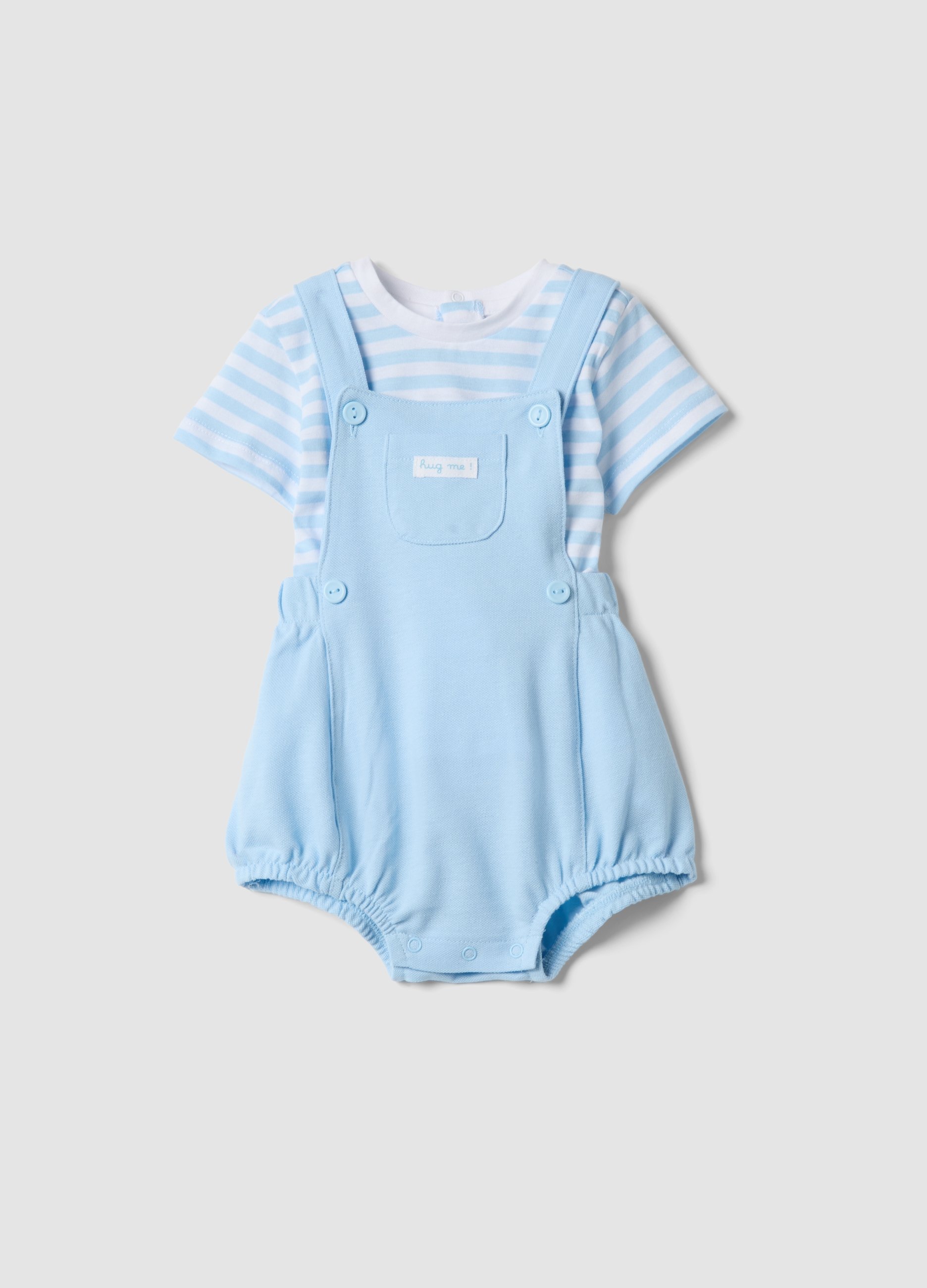 FAGOTTINO, Conjunto De Algodón Puro Blanco Y Azul Para Bebés, Bebé Niño, Blanco/azul claro, Talla: 6-9